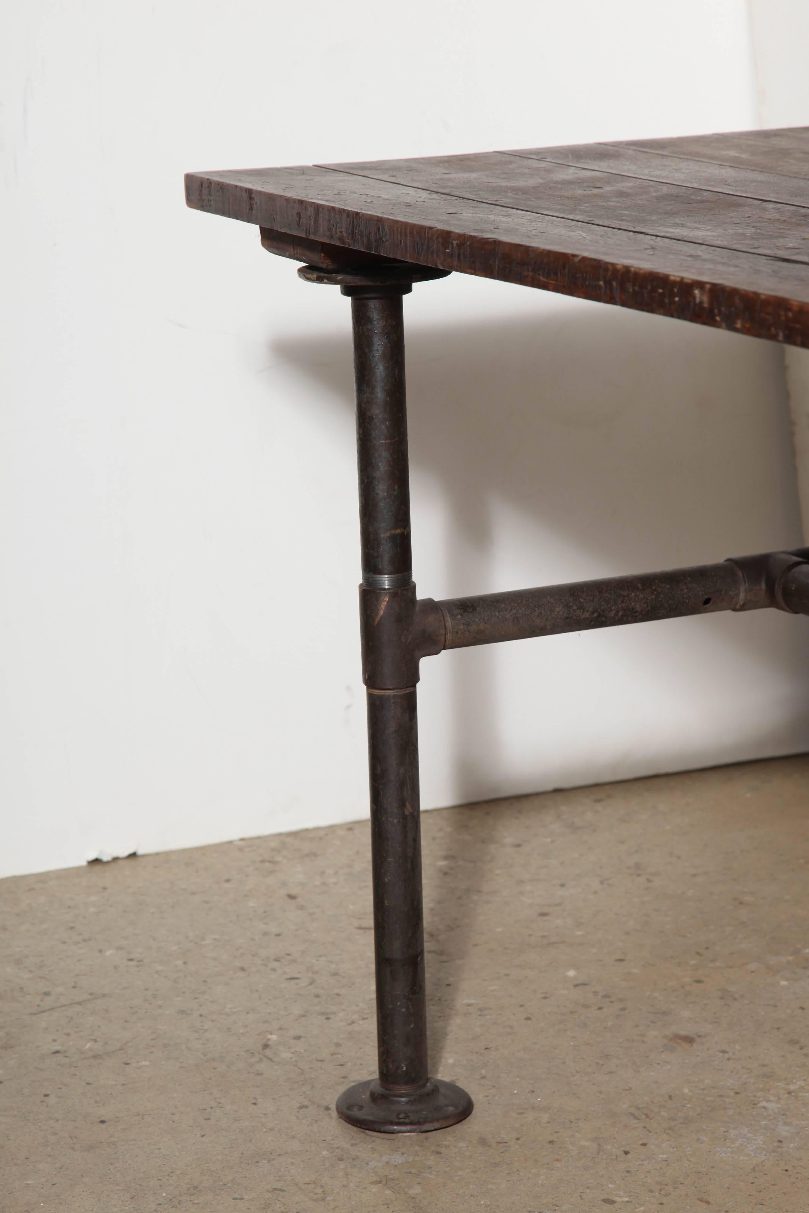 American Monumental 19th Century Ten Foot Solid Black Walnut and Iron Industrial Table