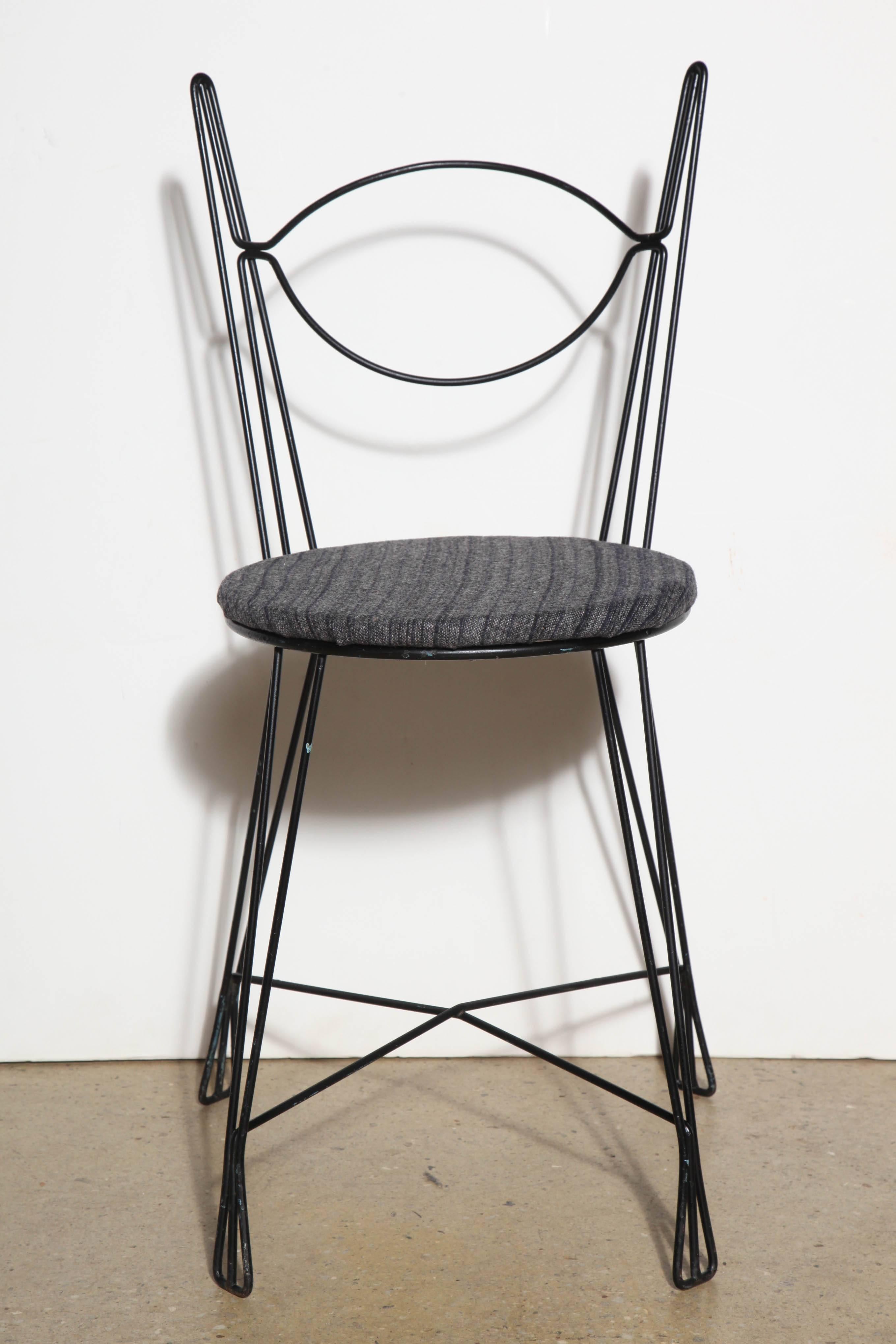 Mid-20th Century Set of Four Tony Paul for Woodlin-Hall Black Enameled Iron Bistro Chairs, 1950s