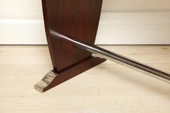 French Art Deco Rosewood Console Table with Chrome Stretcher, circa 1940