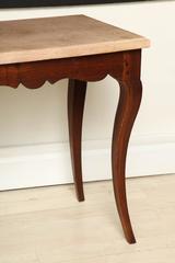18th Century French Oak Side Table with Shaped Apron and Original Marble Top