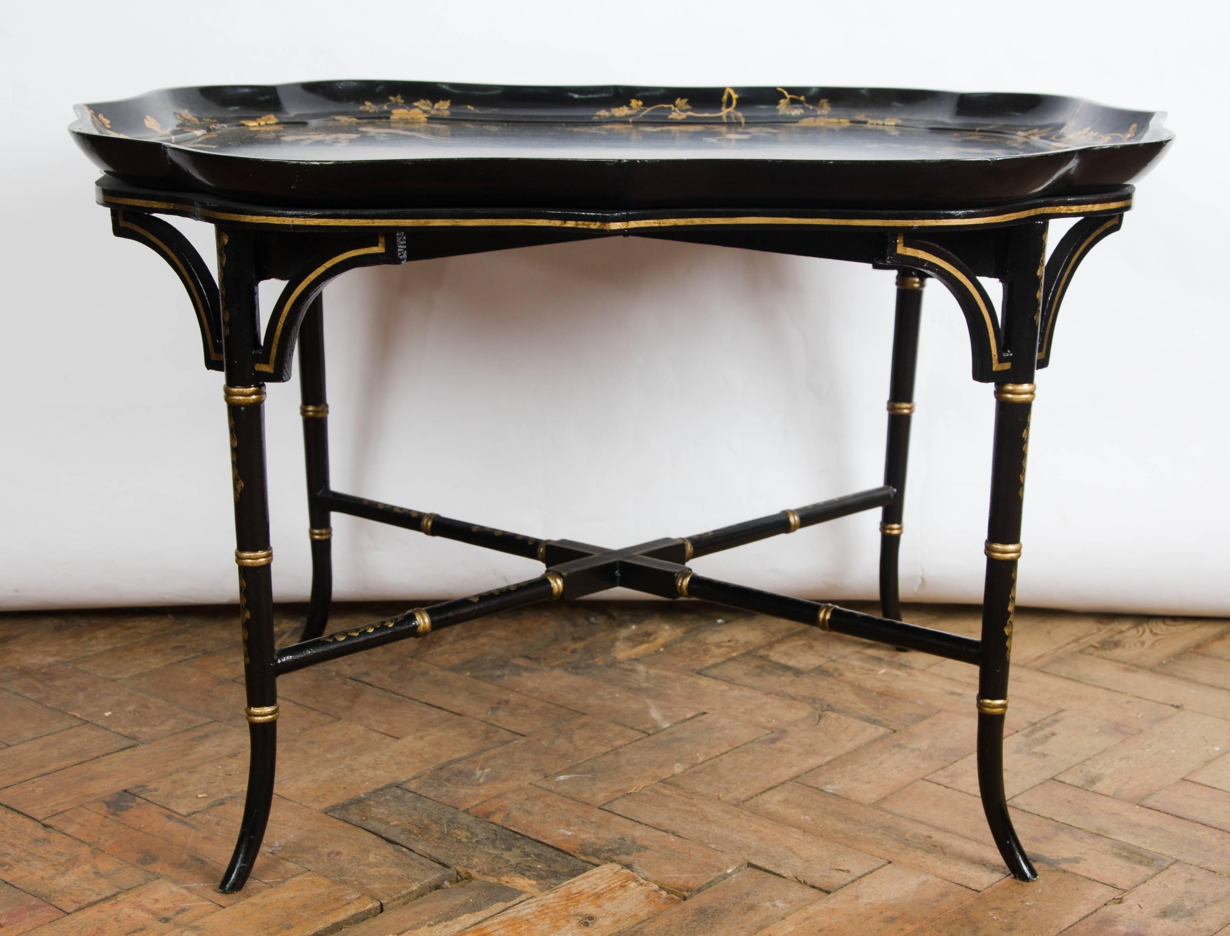 19th Century Paper Mache Tray on Stand 1