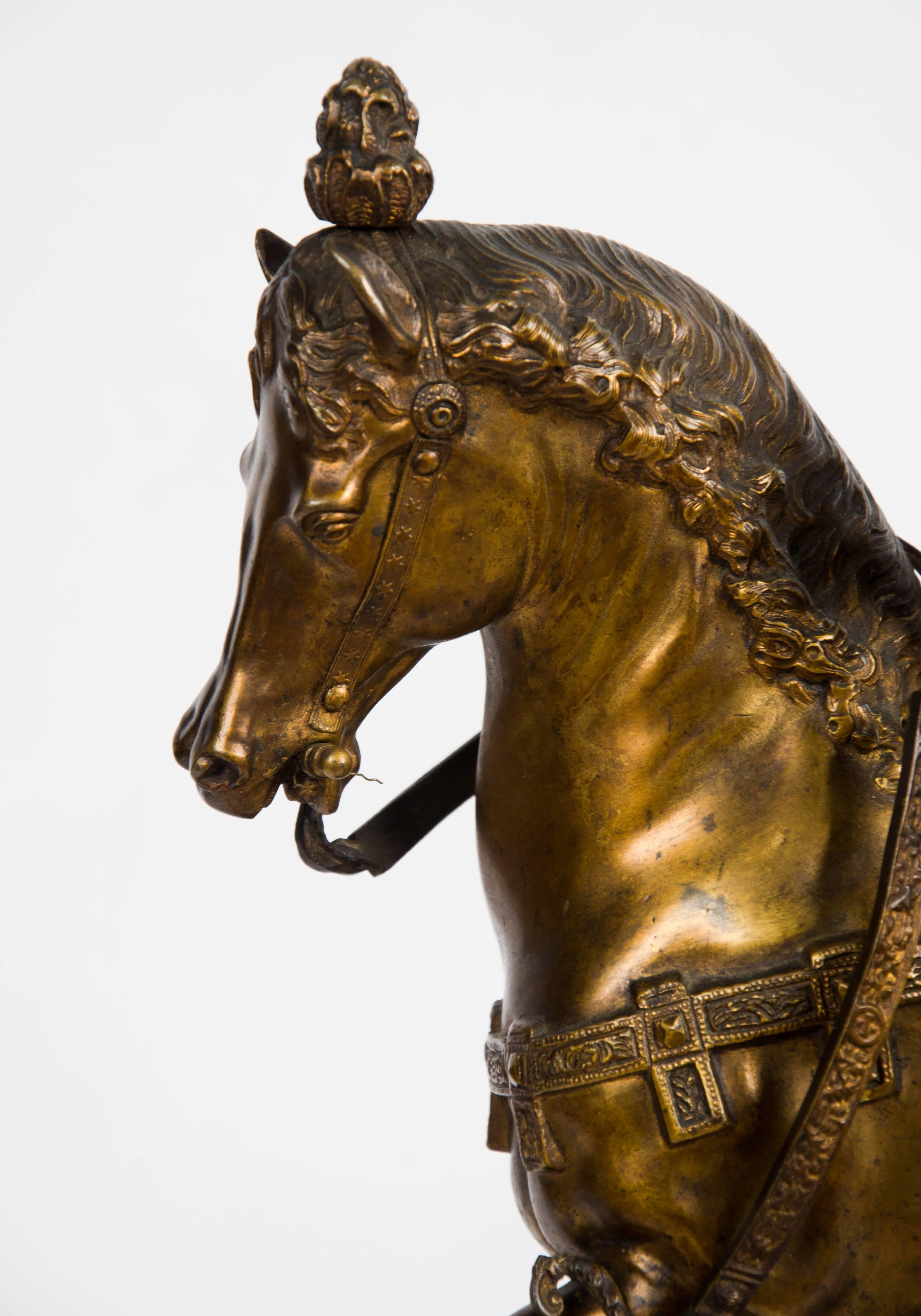 italien étude de Bartolomeo Colleoni en bronze doré du XIXe siècle
