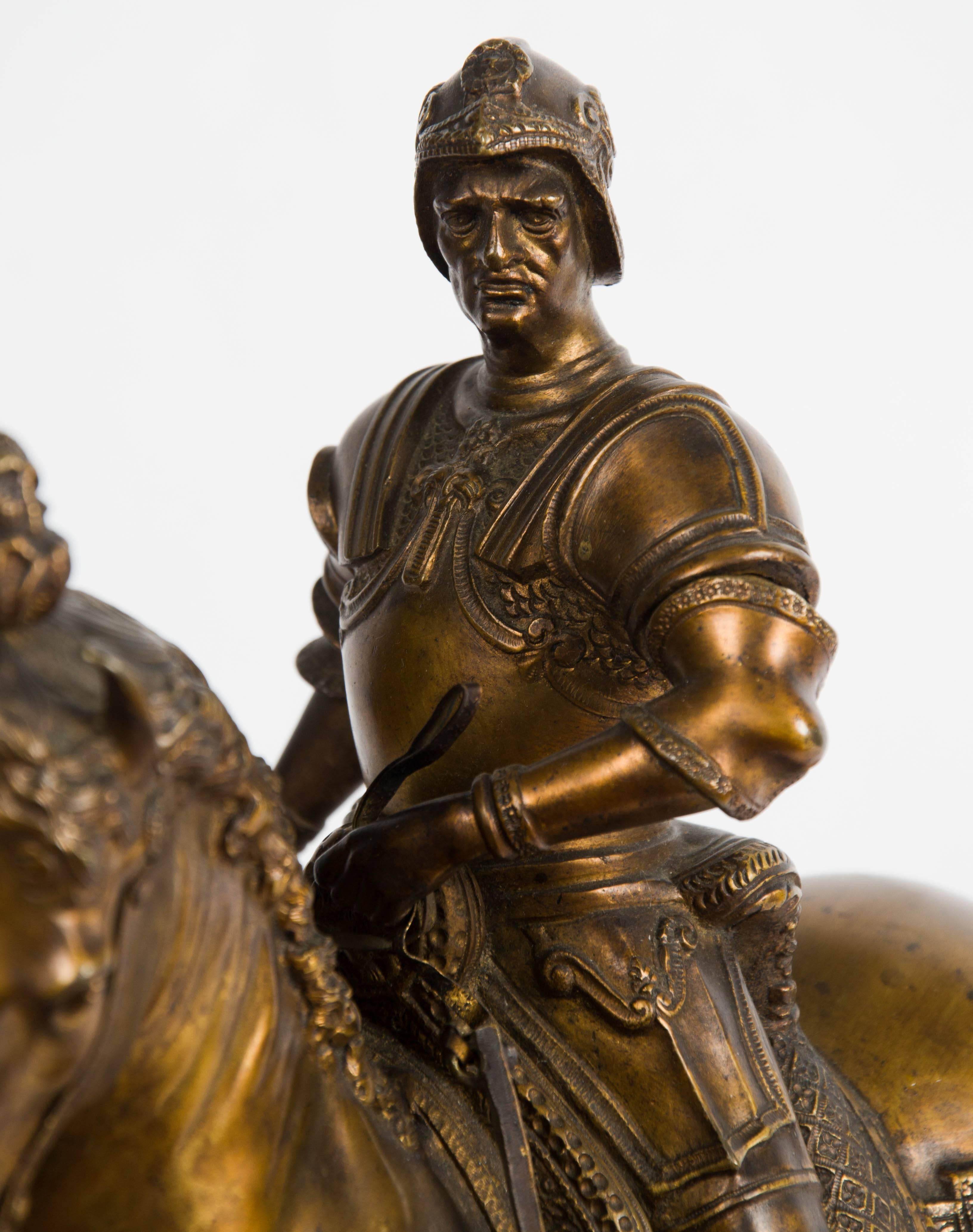 étude de Bartolomeo Colleoni en bronze doré du XIXe siècle Bon état à Brighton, Sussex