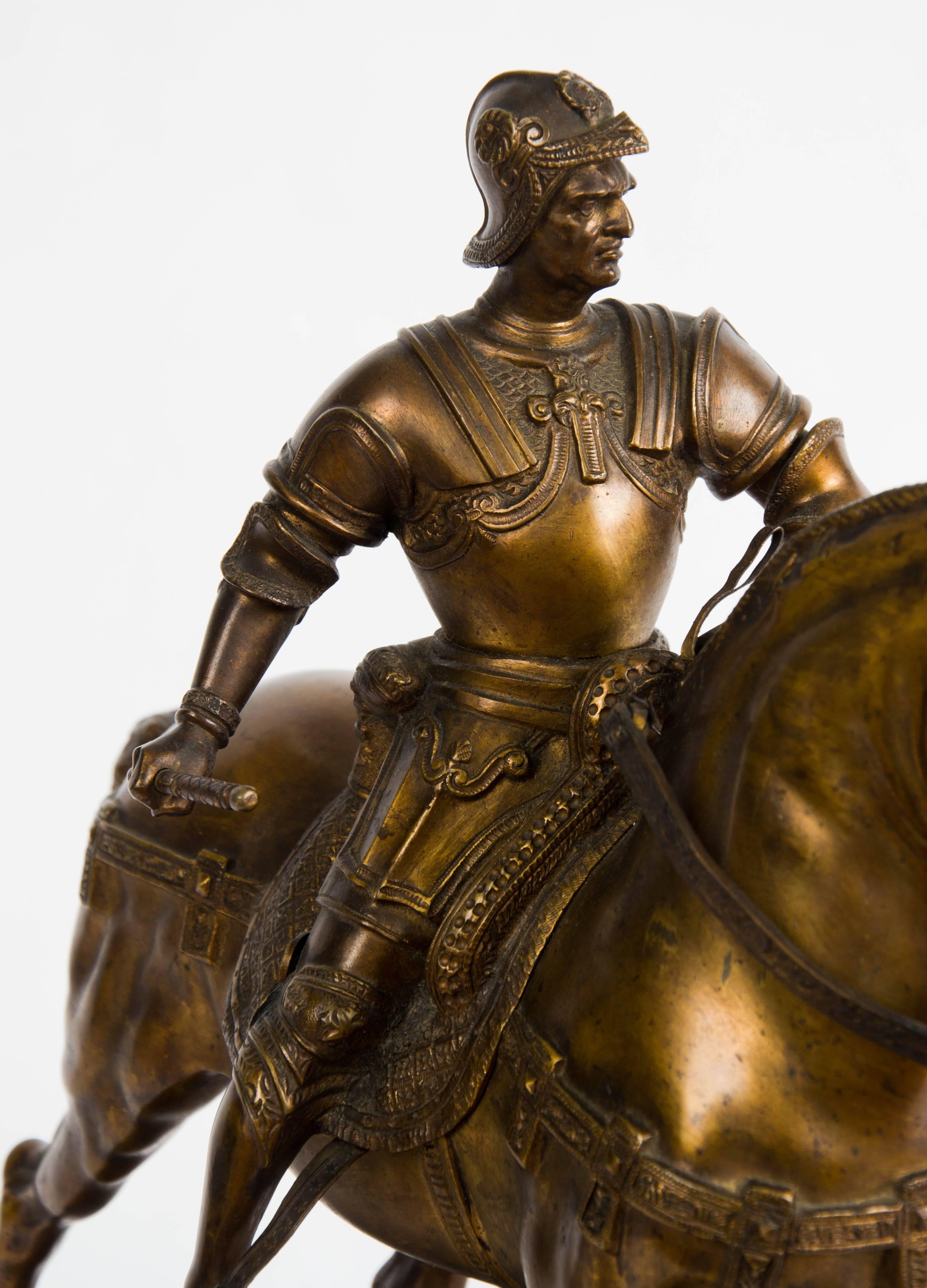 Milieu du XIXe siècle étude de Bartolomeo Colleoni en bronze doré du XIXe siècle