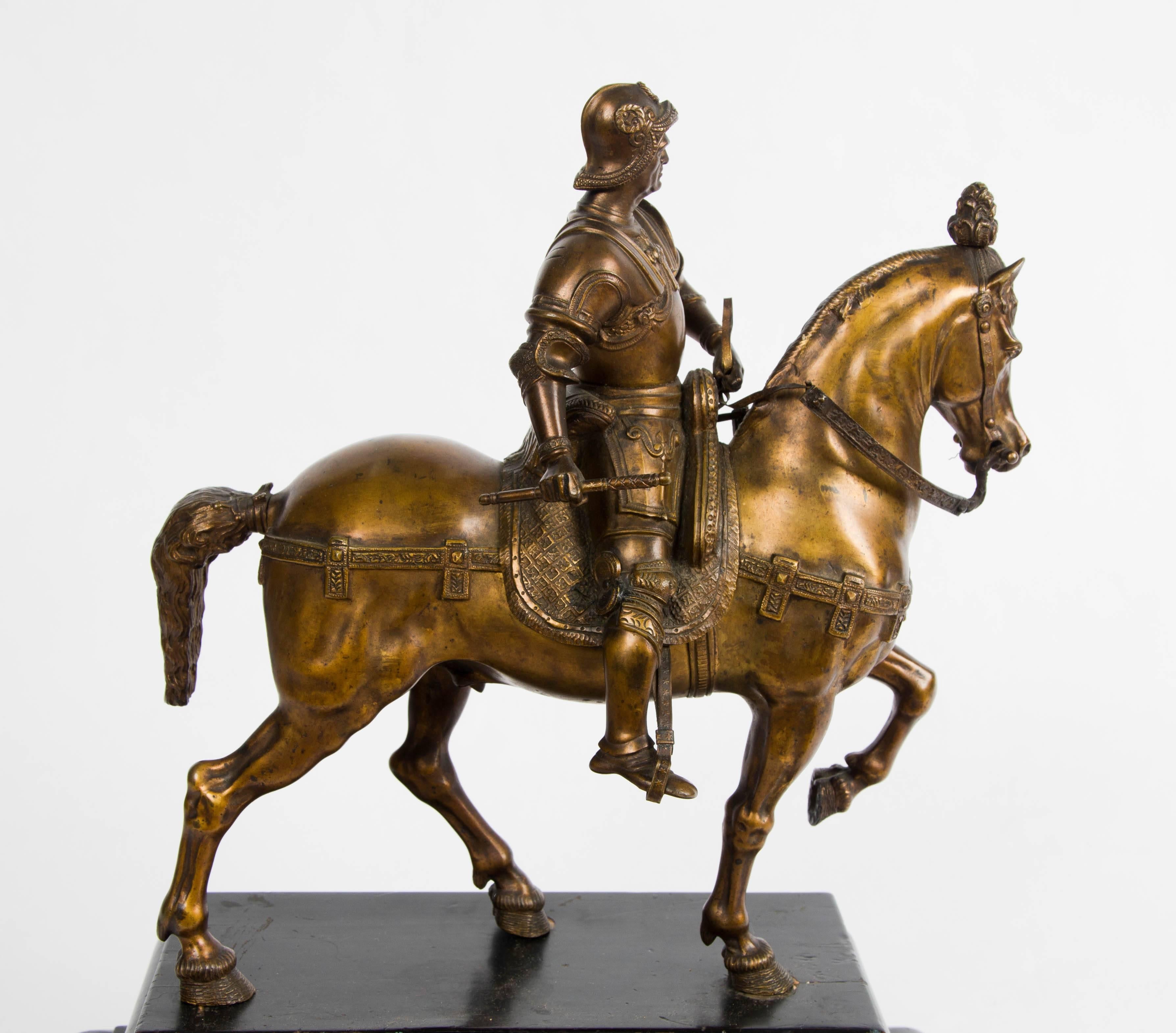 Bronze étude de Bartolomeo Colleoni en bronze doré du XIXe siècle