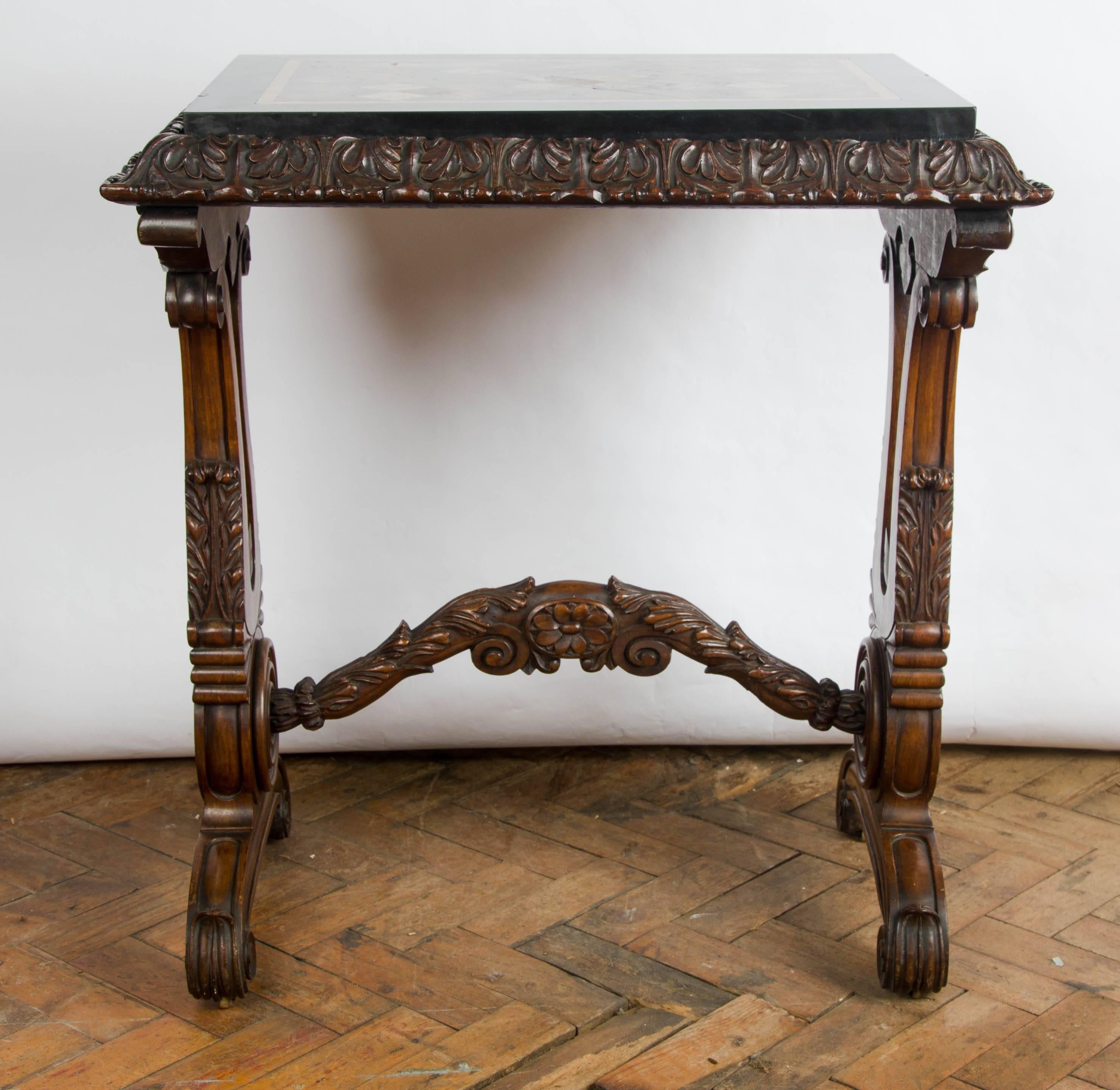 Carved 19th Century Specimen Marble Table