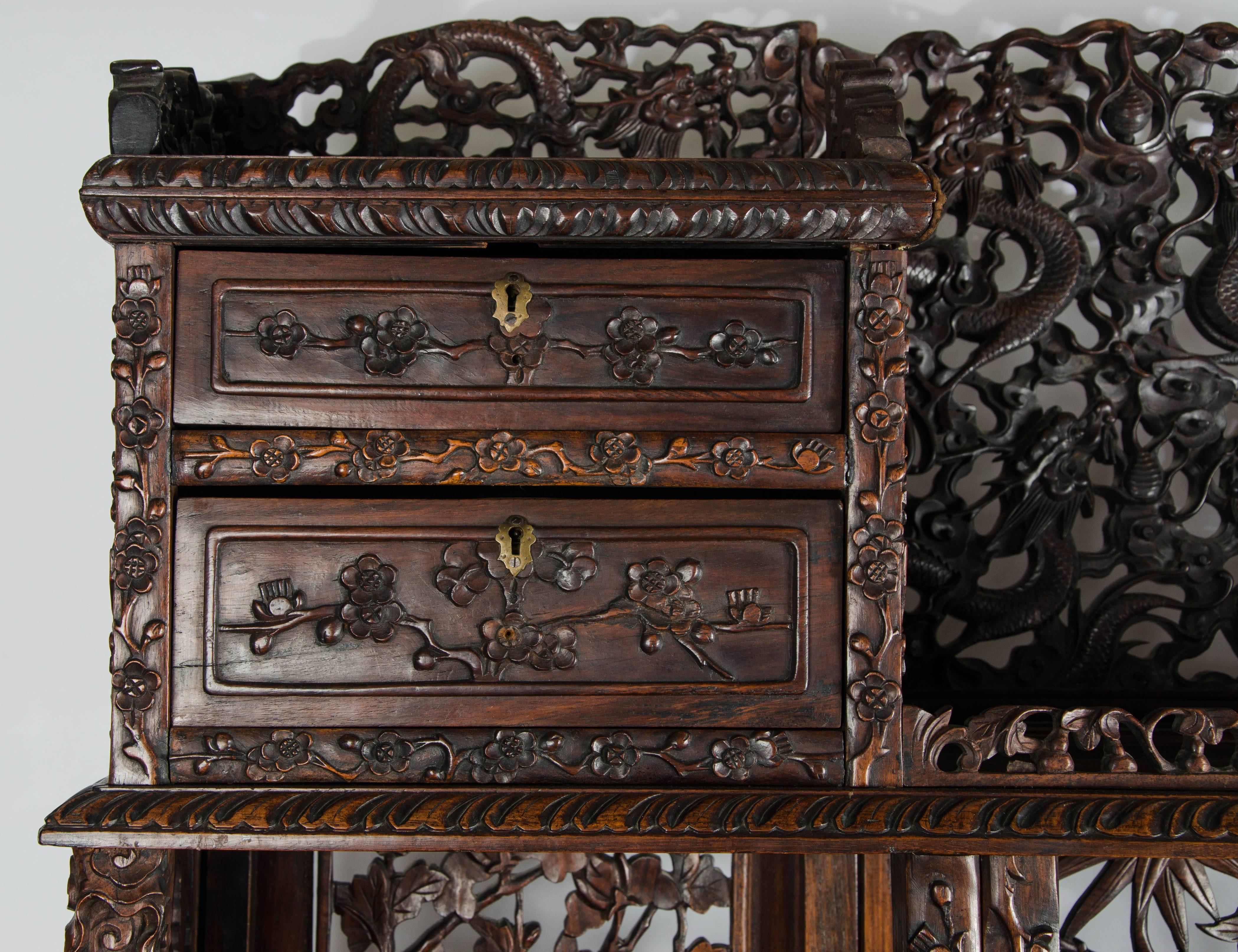 19th Century Chinese hardwood shelves 1