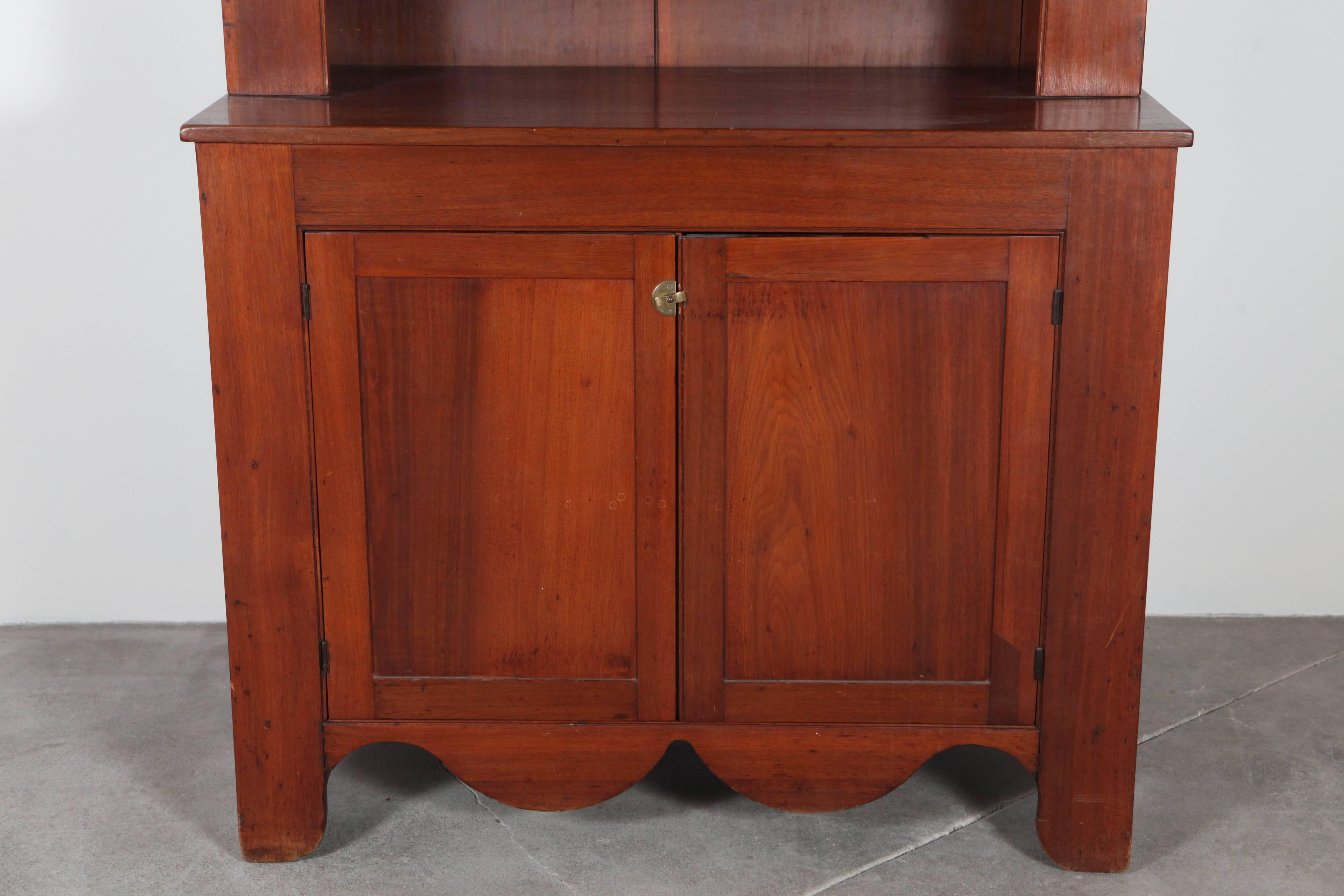 Mid-20th Century Cherry Wood Cabinet and Hutch