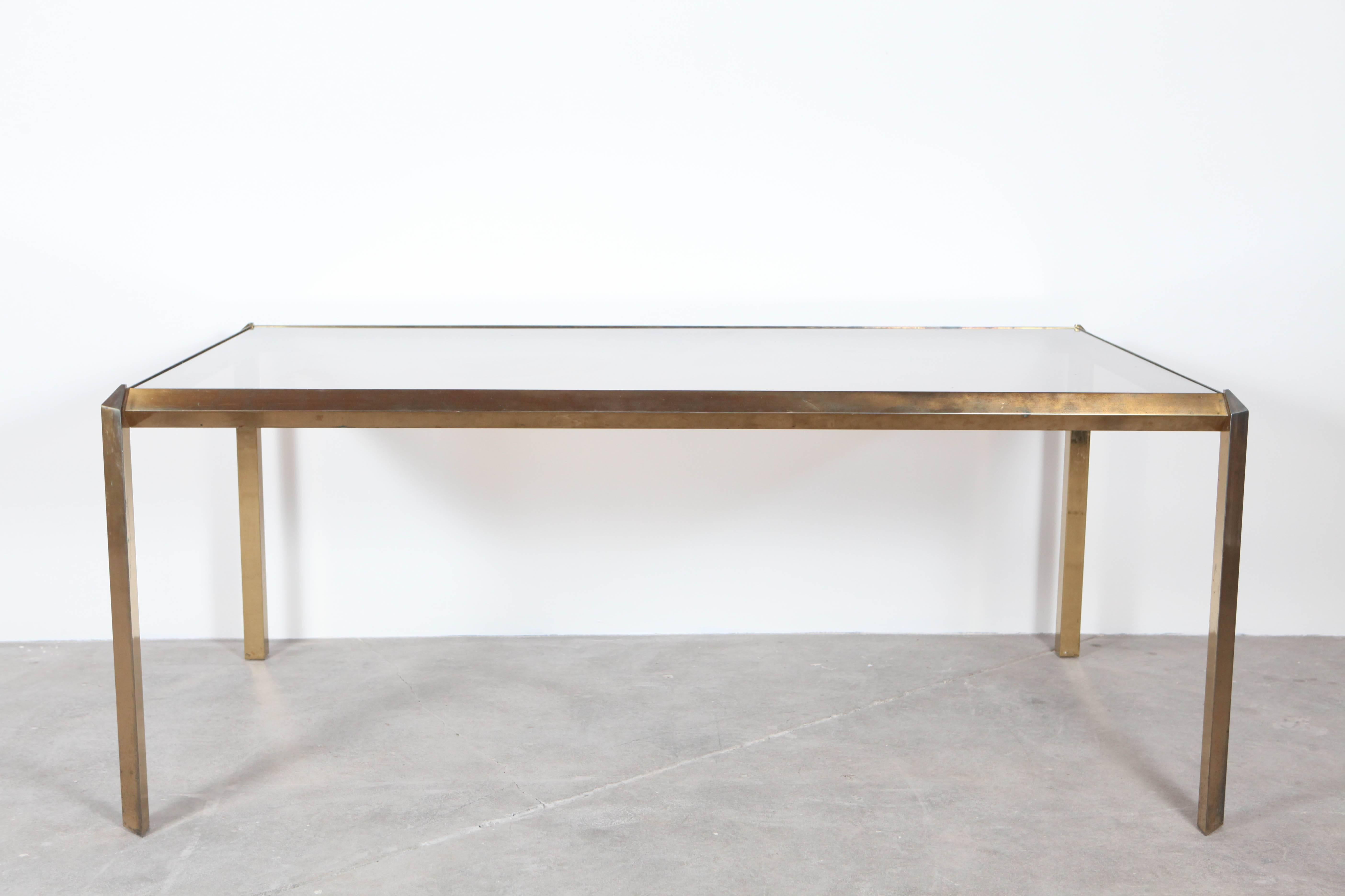 Brass and Glass Mid-Century Dining Table at 1stDibs