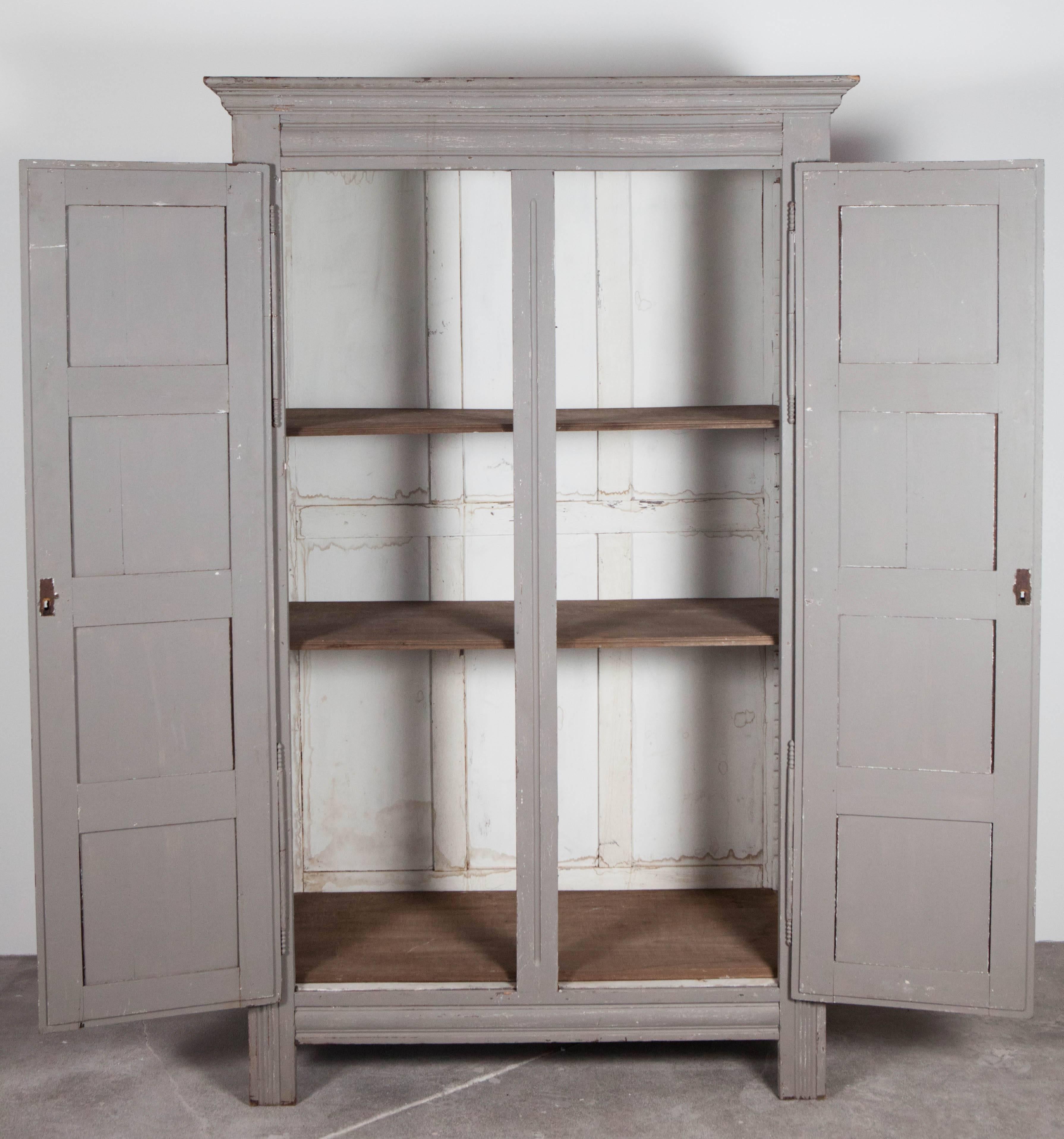 French Grey Wash Wardrobe, Armoire with Ornamental Carved Doors at 1stDibs grey armoire