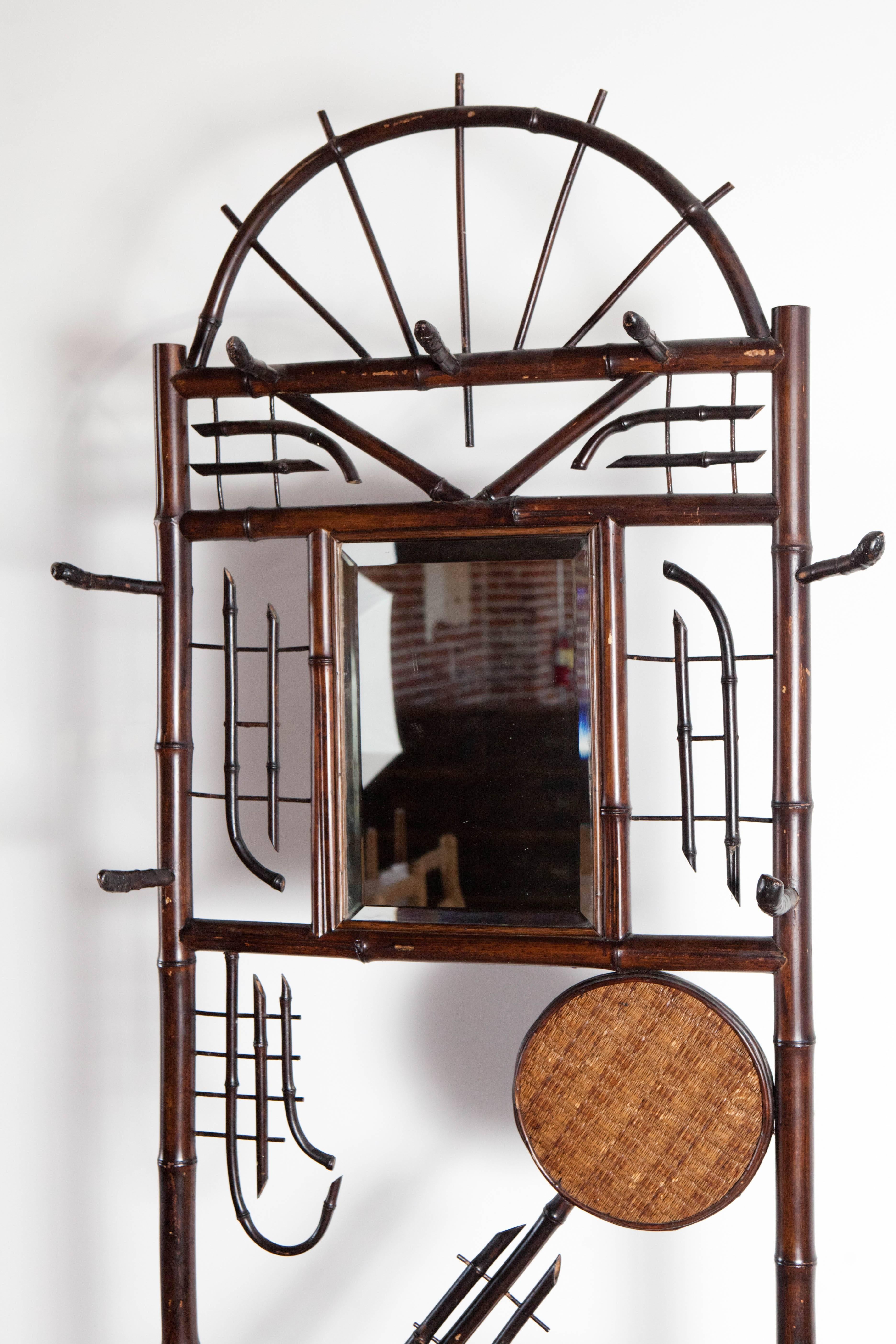 Italian Hall Tree or Coat Rack with Mirror and Umbrella Stand 1