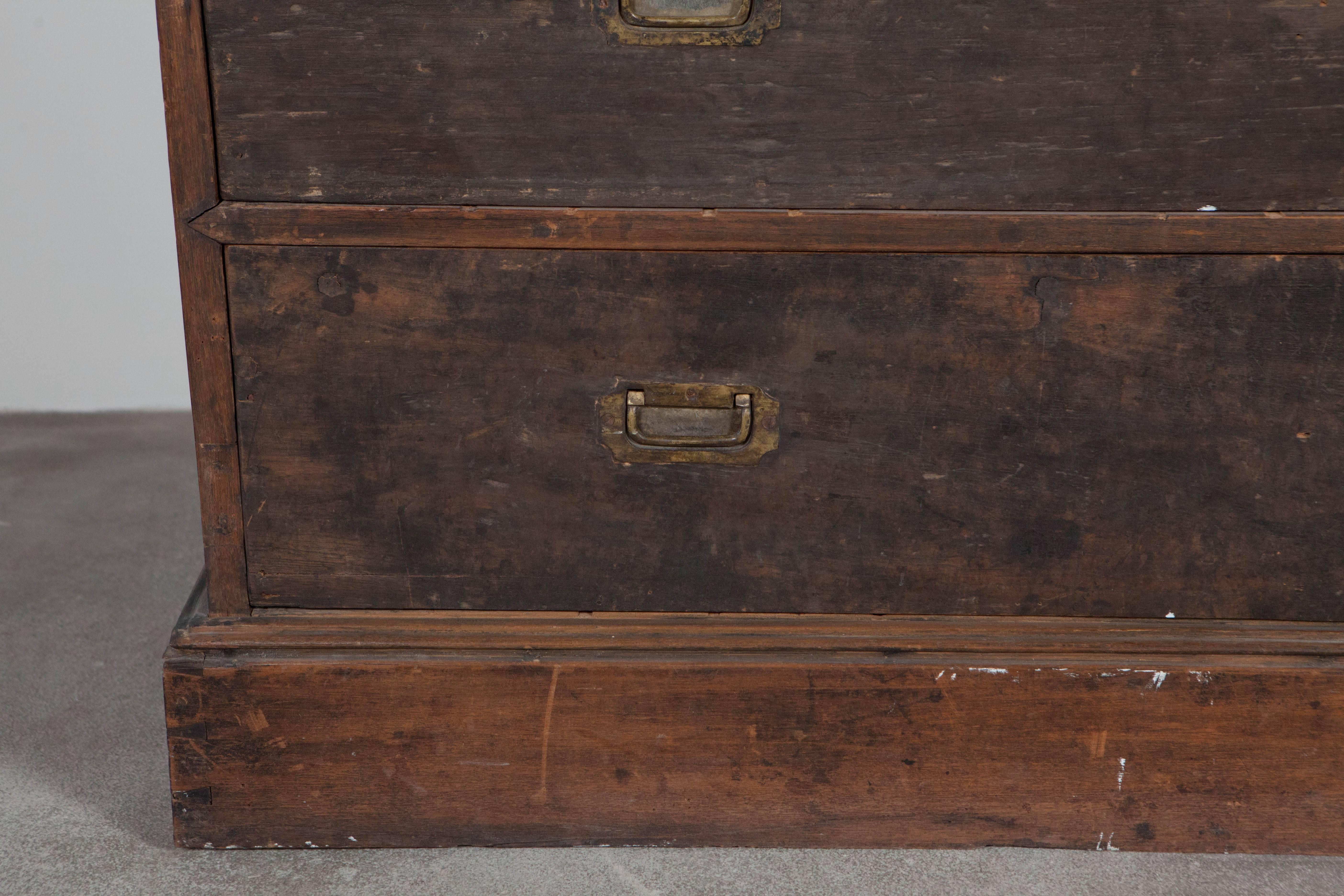 Rustic Five-Drawer Tansu, Dresser In Distressed Condition In Los Angeles, CA