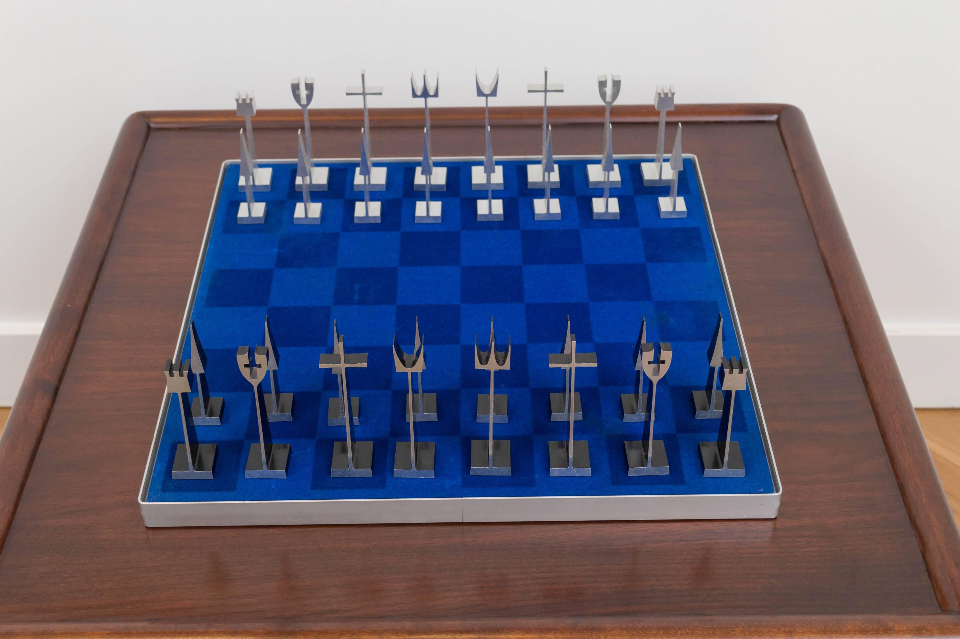 Austin COX chess set with a board.
Note the board has some staining.