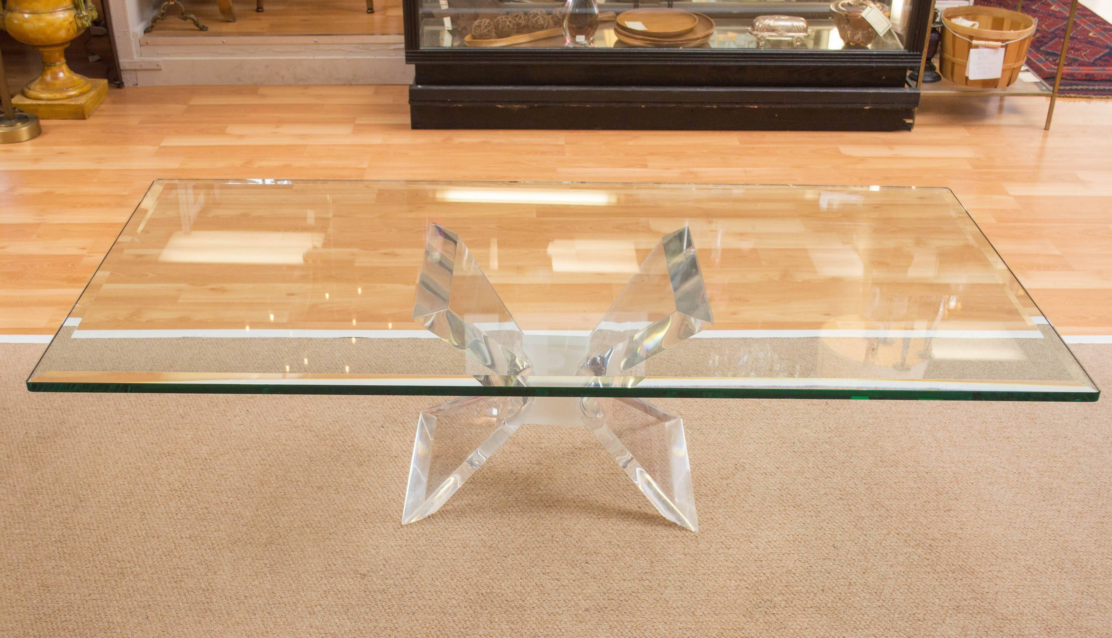 Mid-Century Modern Lion in Frost Lucite Coffee Table, by Leon Frost