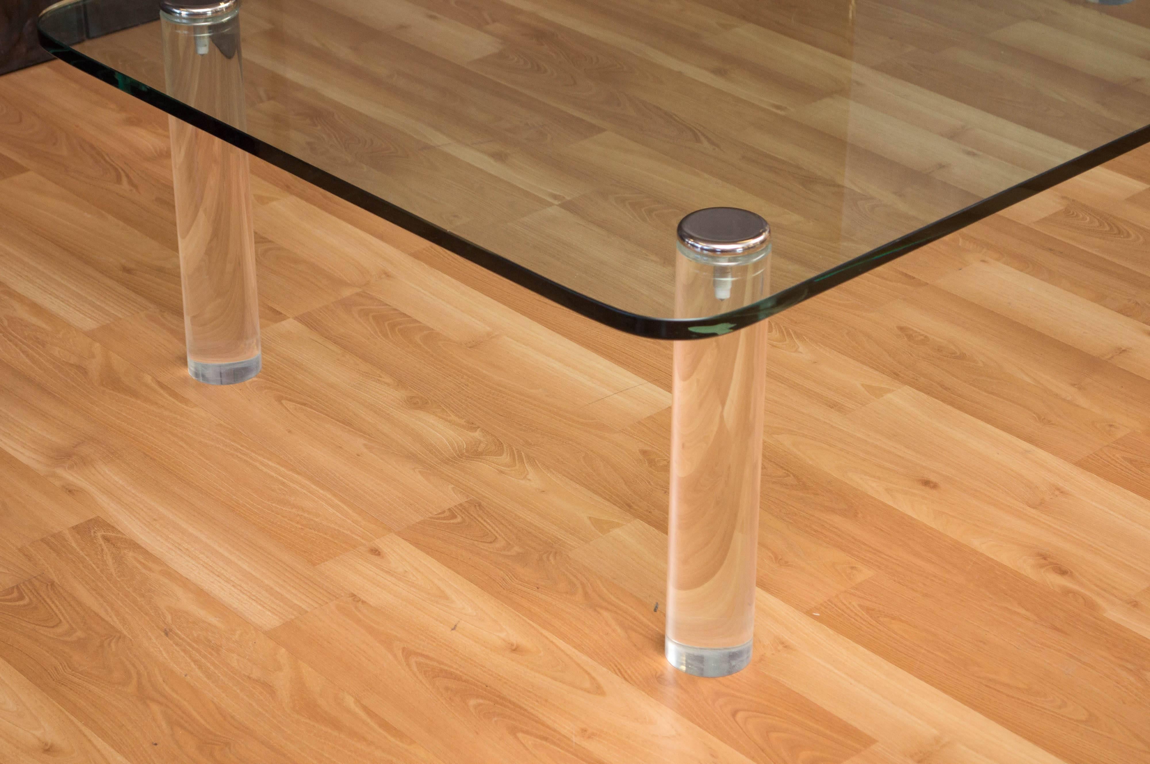 Modern Large Glass and Lucite Coffee Table Leon Rosen for Pace Collection