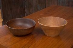 Pair of Large Teak Turned Wood Bowls by Bob Stocksdale