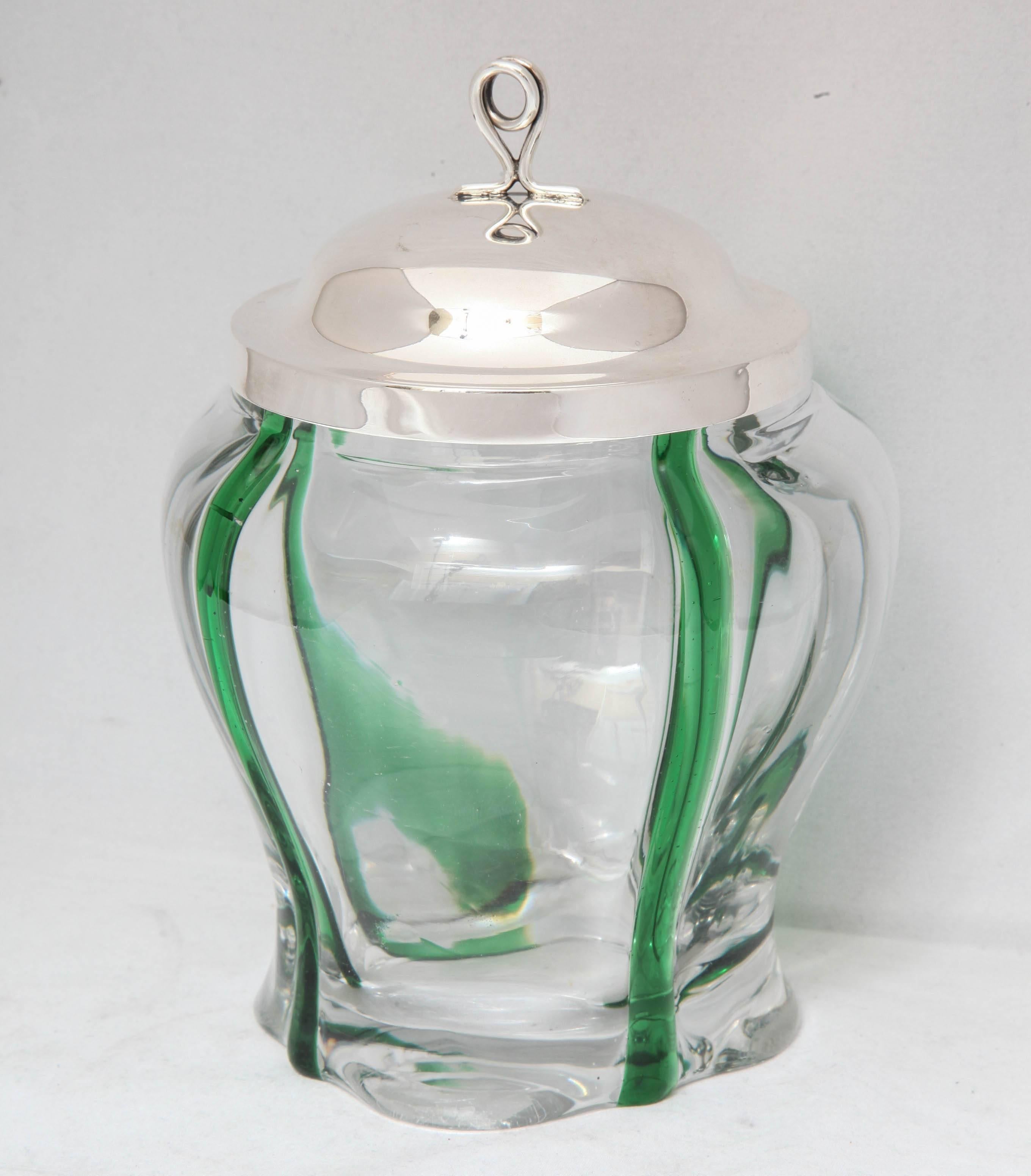 Beautiful, Art Nouveau, sterling silver-lidded 