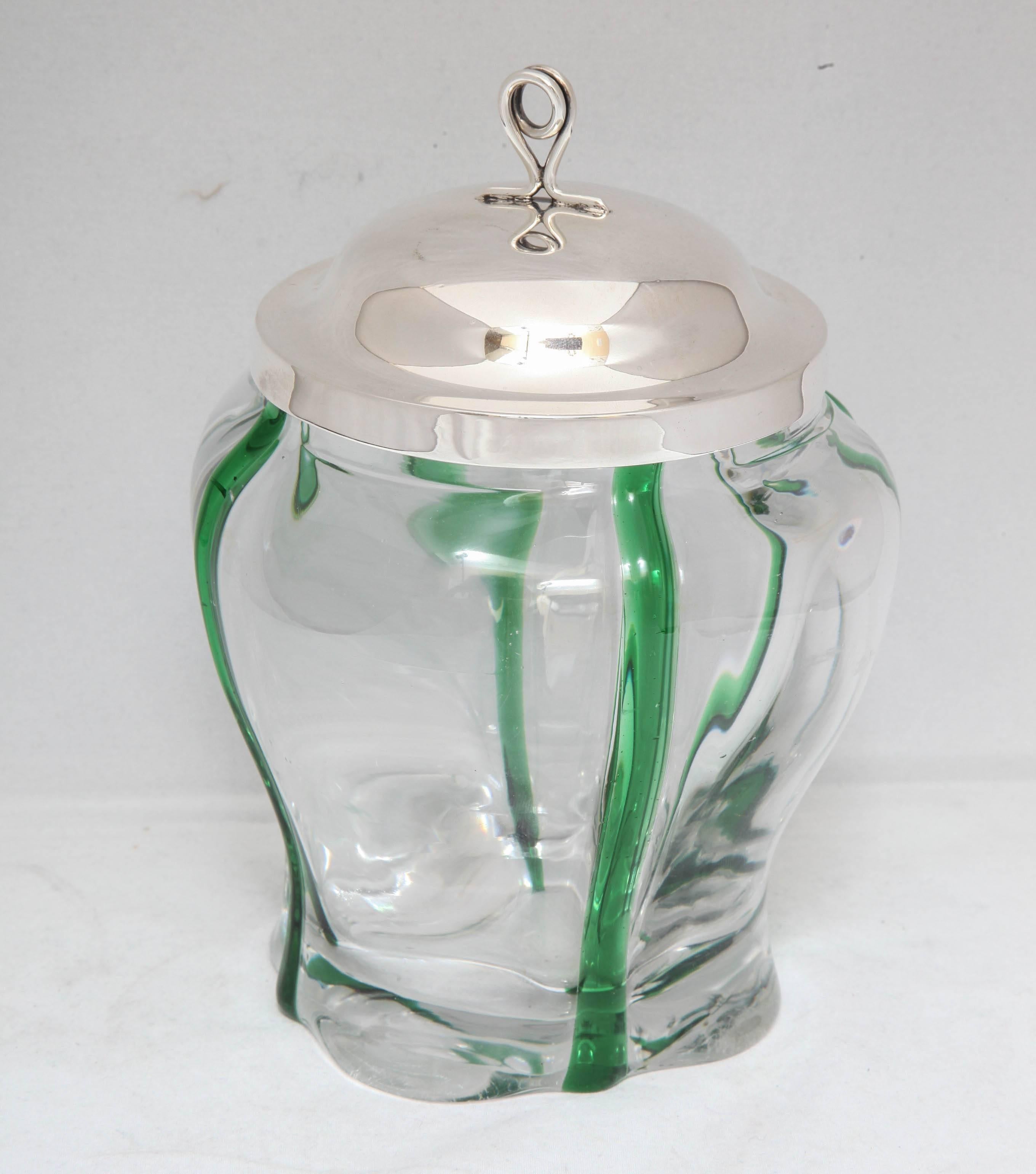 English Unusual Art Nouveau Sterling Silver-Lidded 