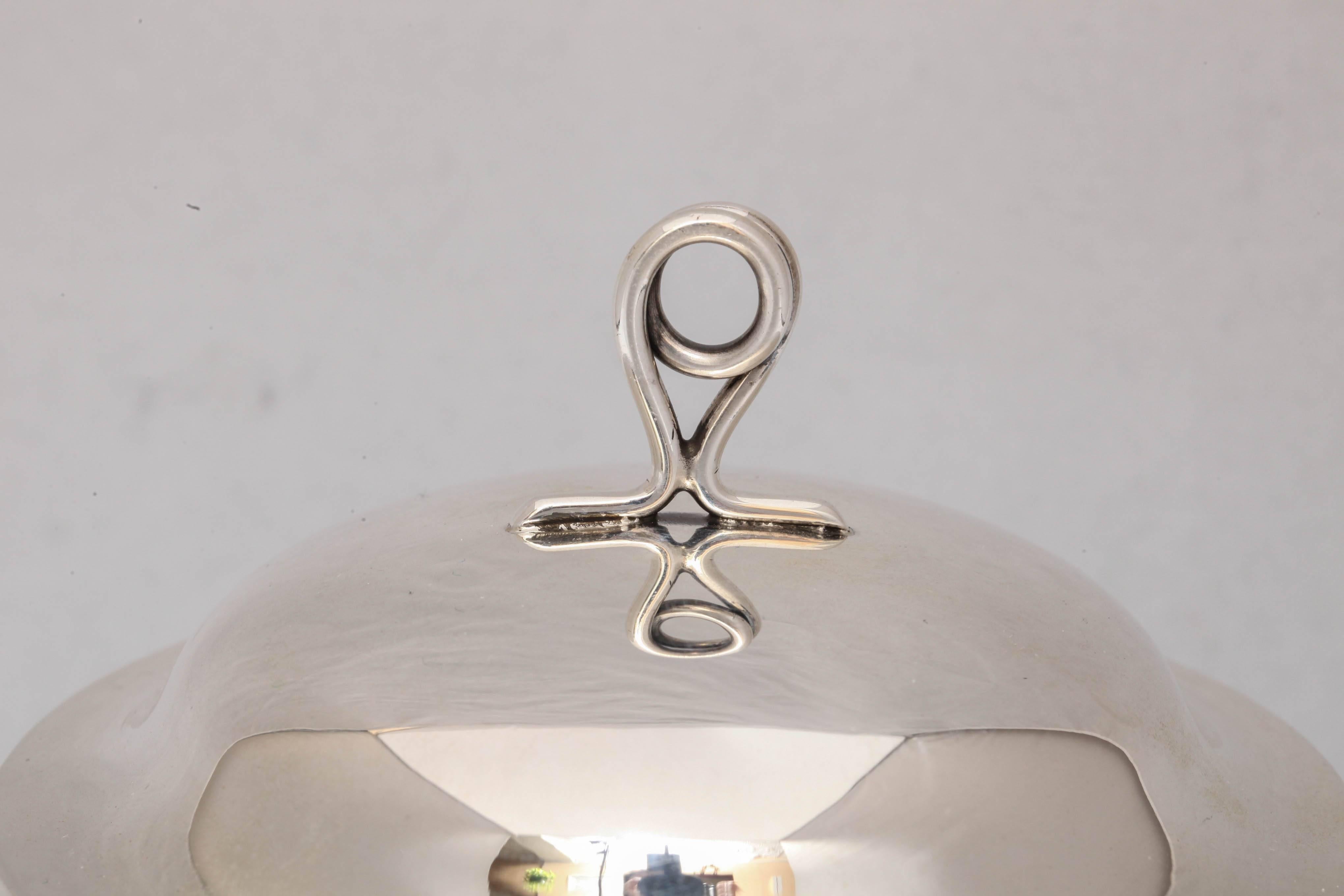 Unusual Art Nouveau Sterling Silver-Lidded 
