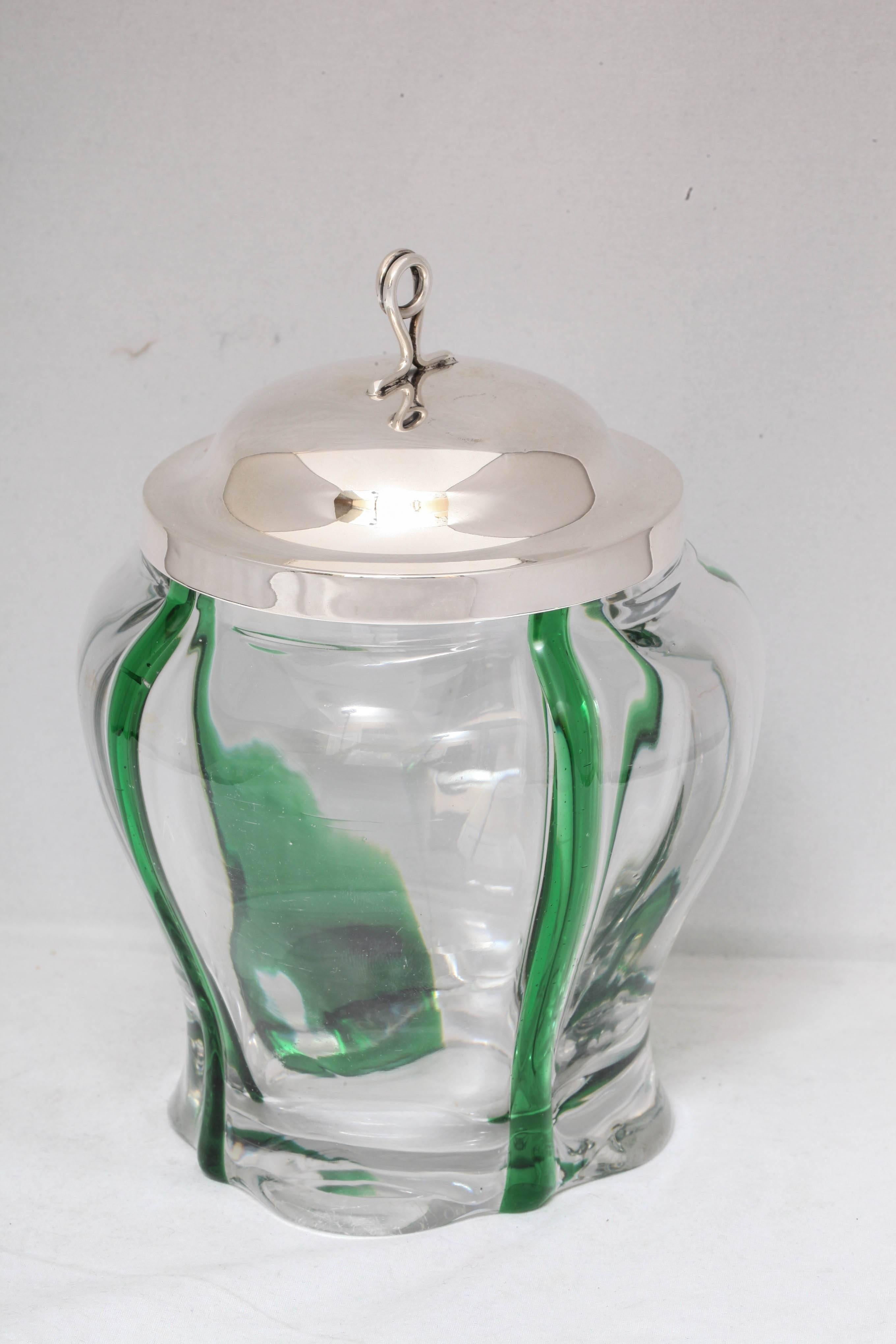 Unusual Art Nouveau Sterling Silver-Lidded 