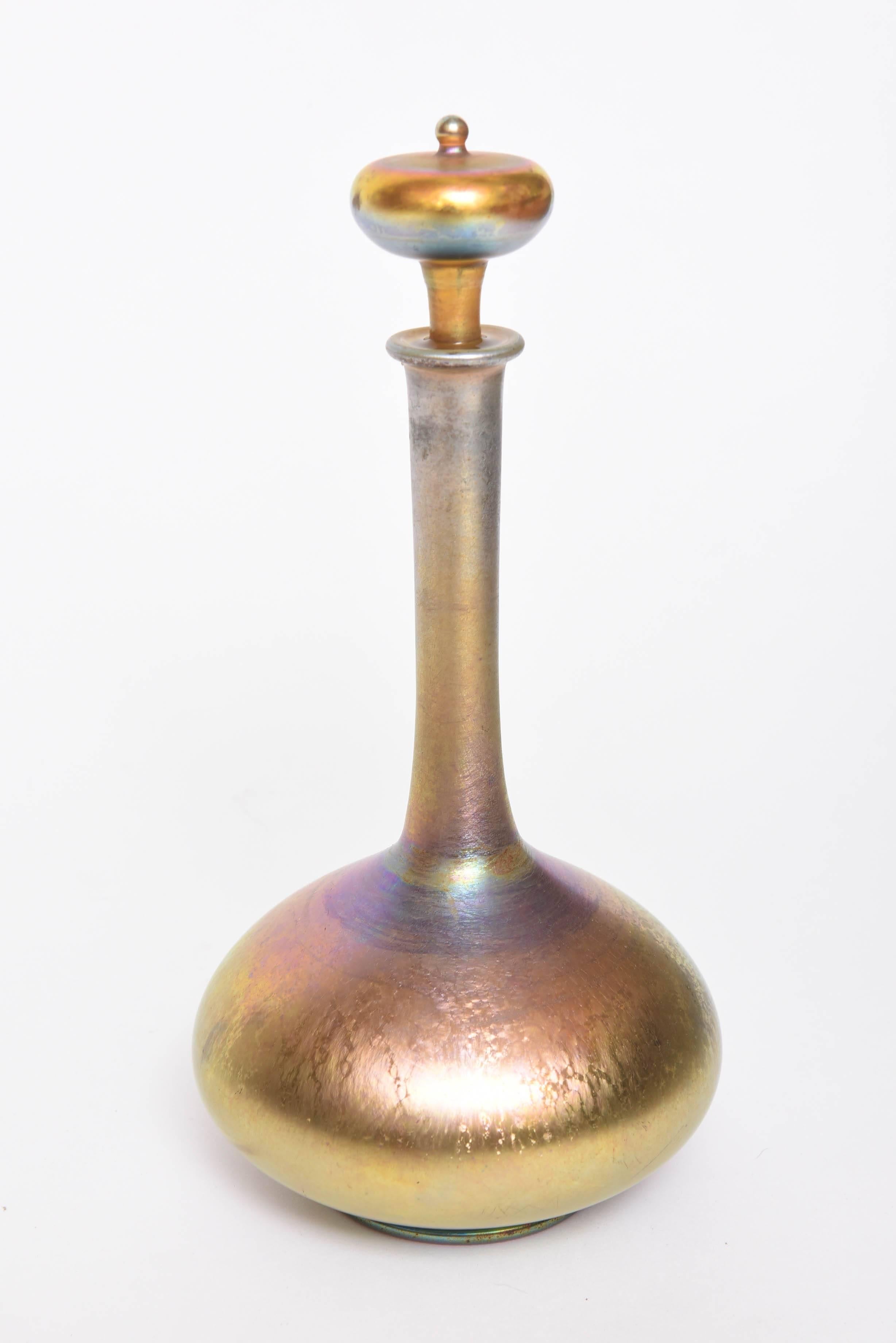 American Tiffany Studios Decanter and Eight Glasses