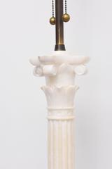 Monumental White Marble Neoclassical Column Lamps