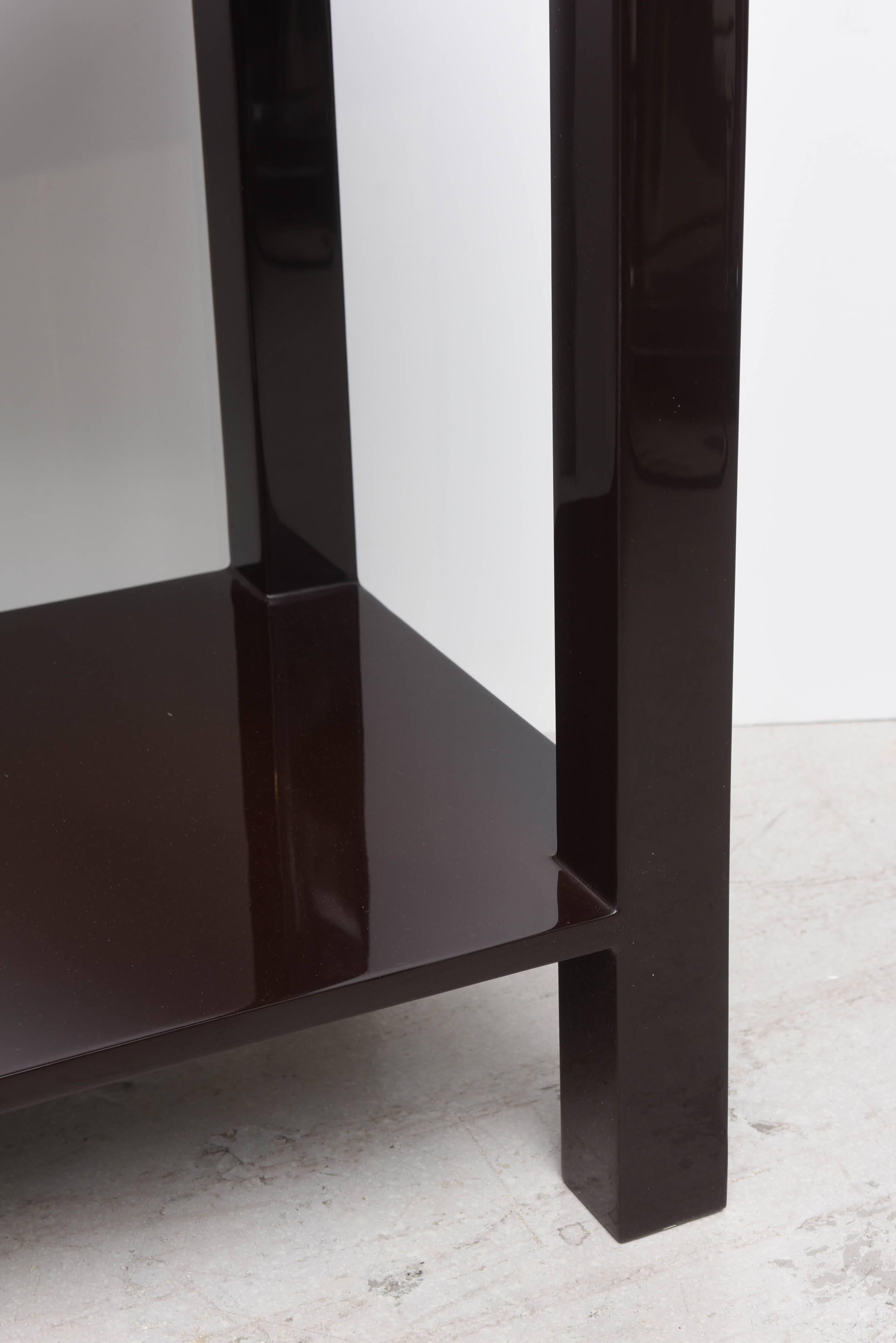 20th Century Pair of Italian Chocolate Brown Lacquer Tables