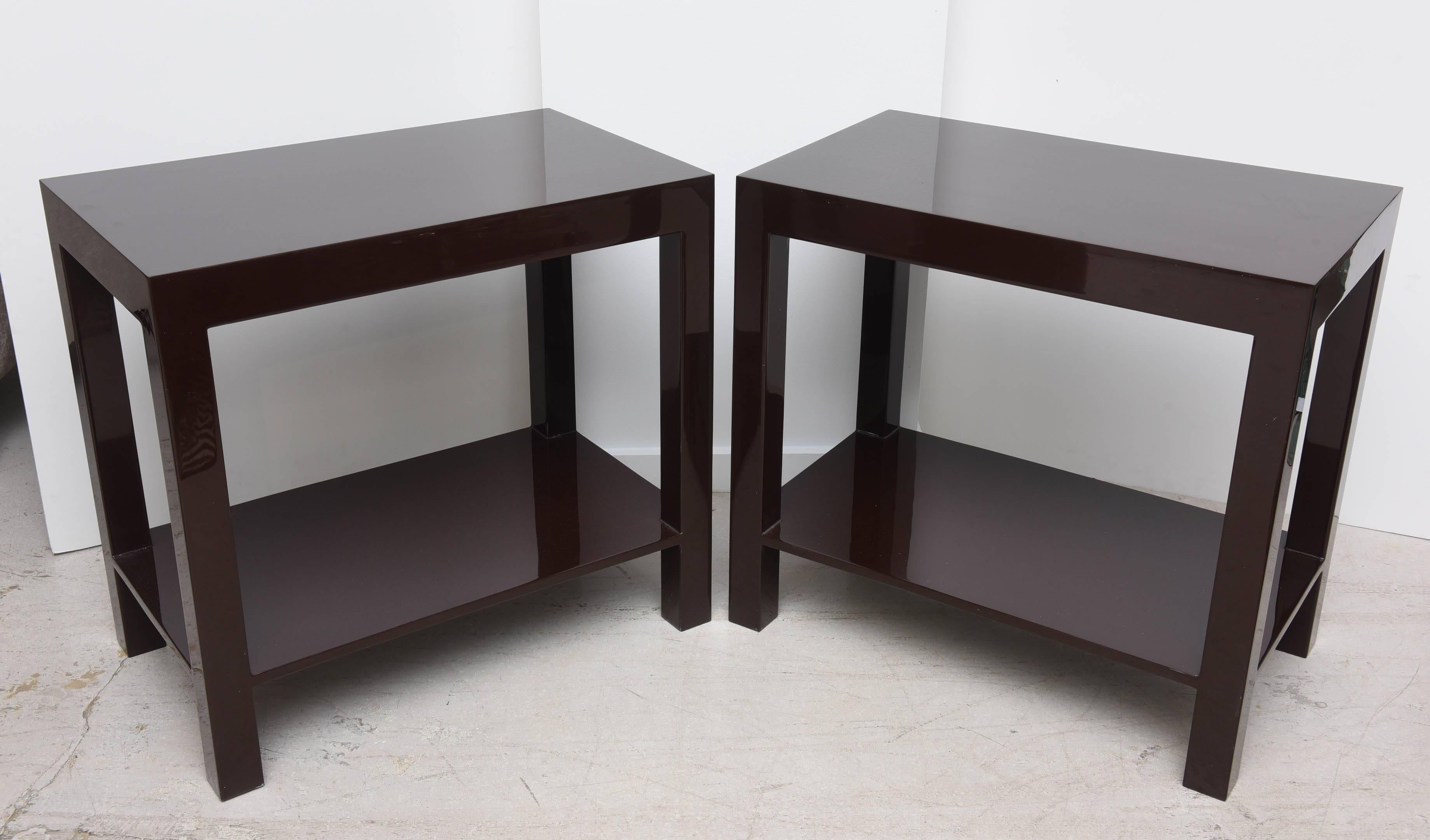 Pair of Italian Chocolate Brown Lacquer Tables 3