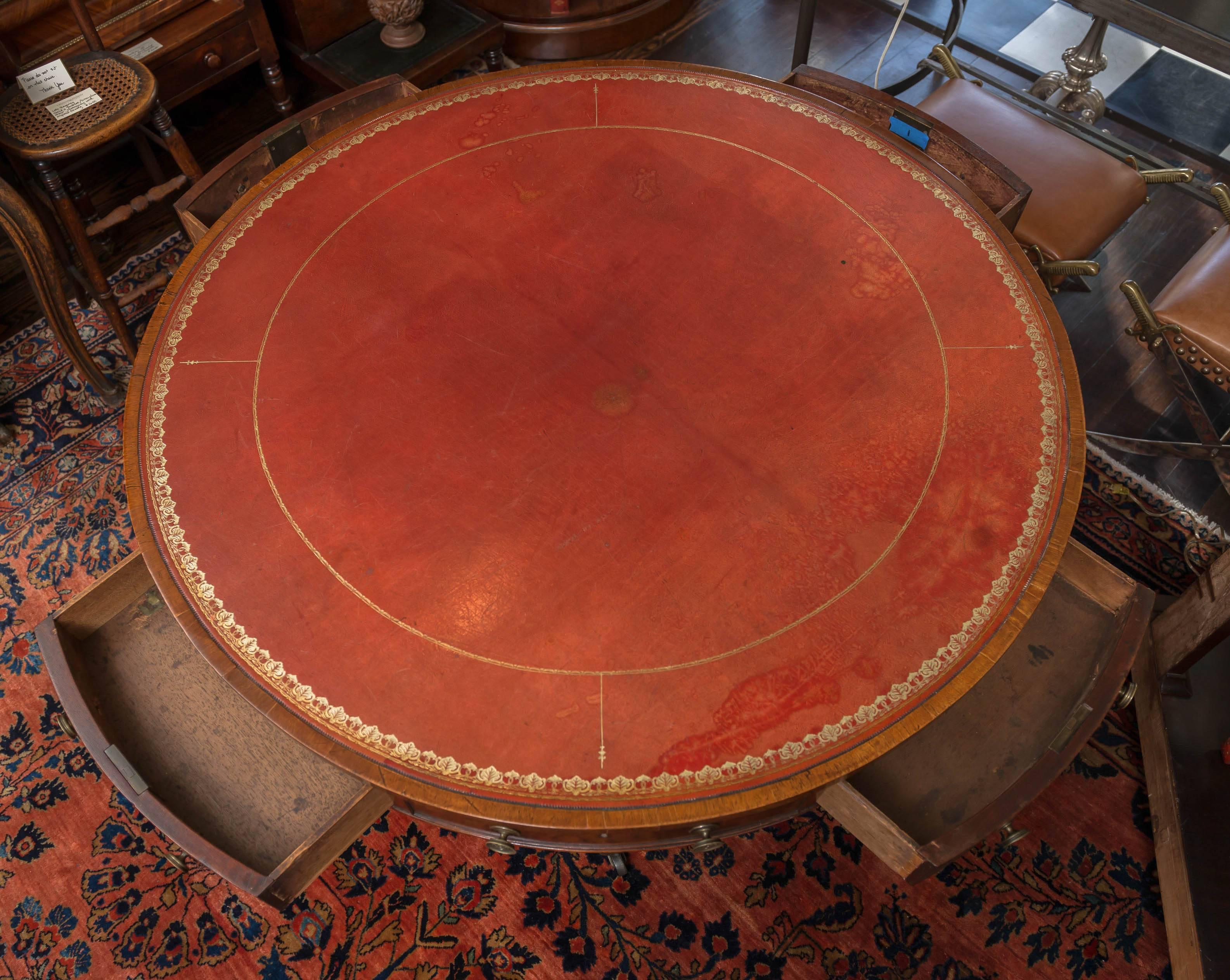 Leather 19th Century English Regency Mahogany Library Table