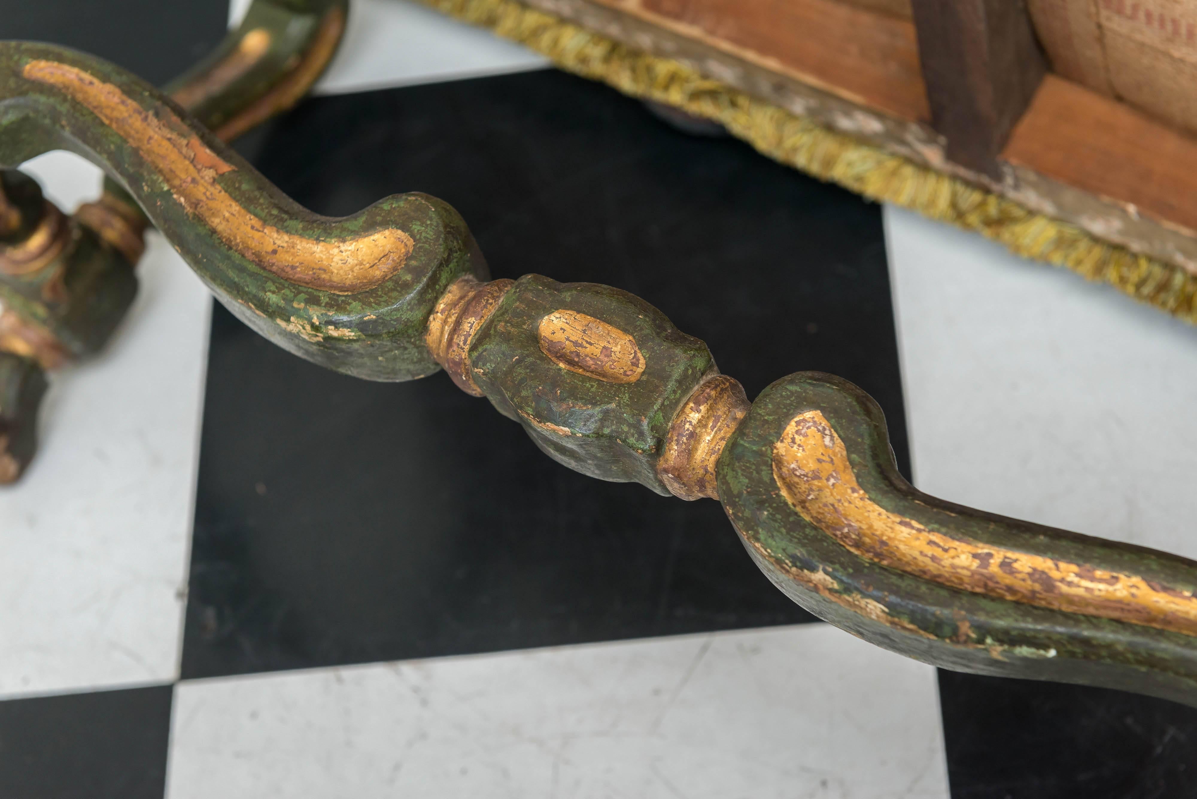 17th Century Italian Parcel-Gilt and Painted Bench In Good Condition For Sale In San Francisco, CA
