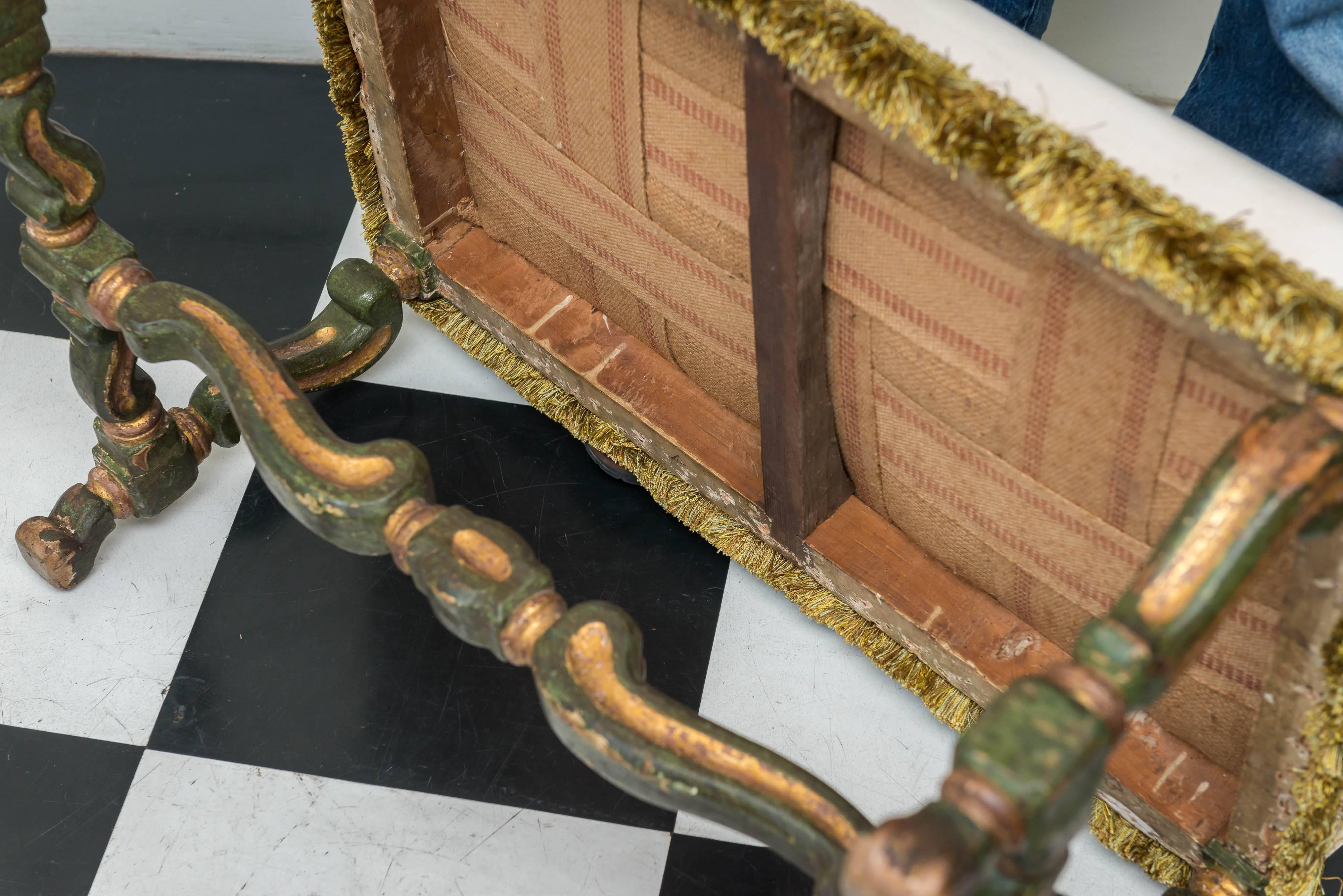 18th Century and Earlier 17th Century Italian Parcel-Gilt and Painted Bench For Sale