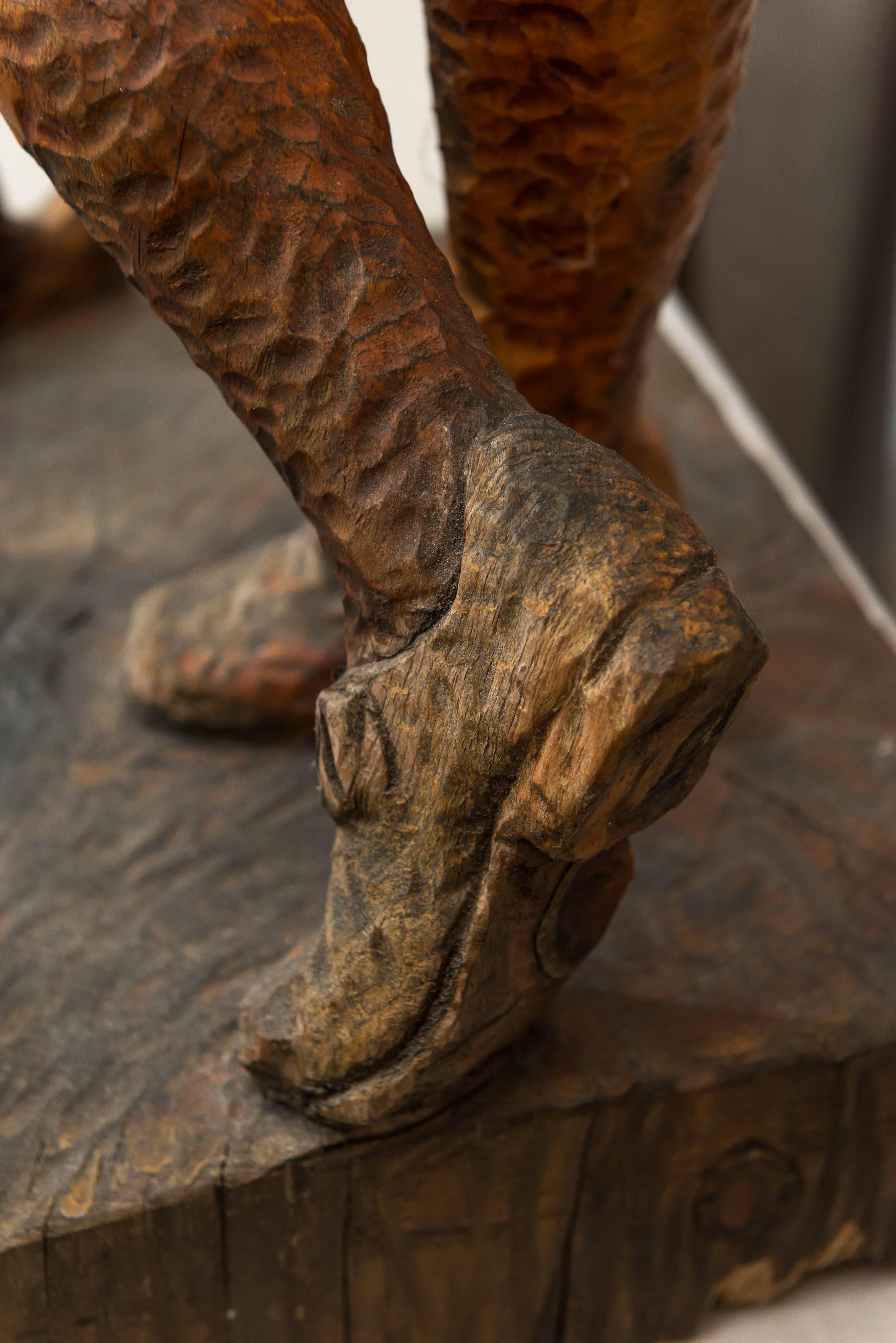 Early 20th Century Large Carved Wooden Folk Art Golfer