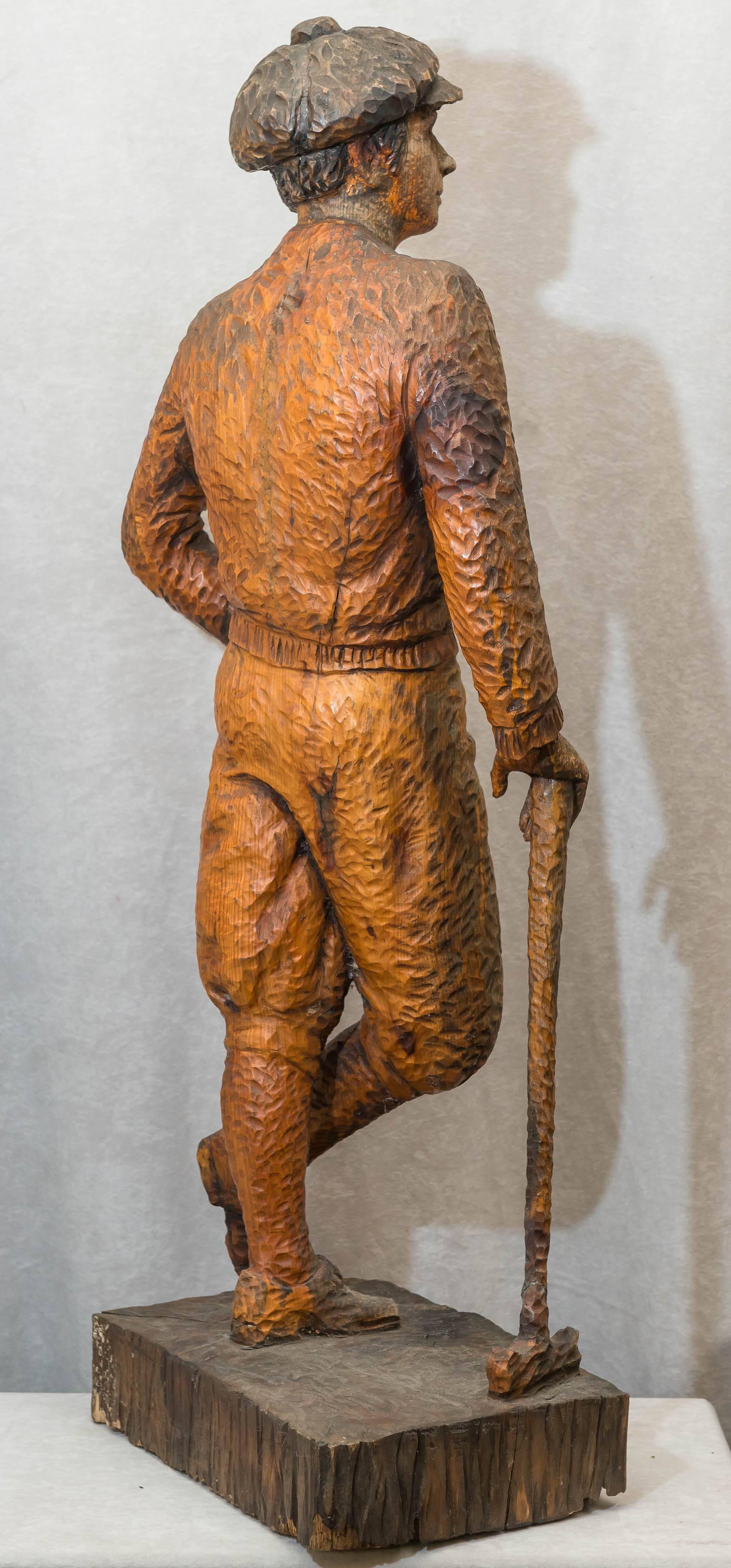 Large Carved Wooden Folk Art Golfer 5