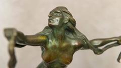 French Art Deco Figure of a Nude Dancer, Artist Signed