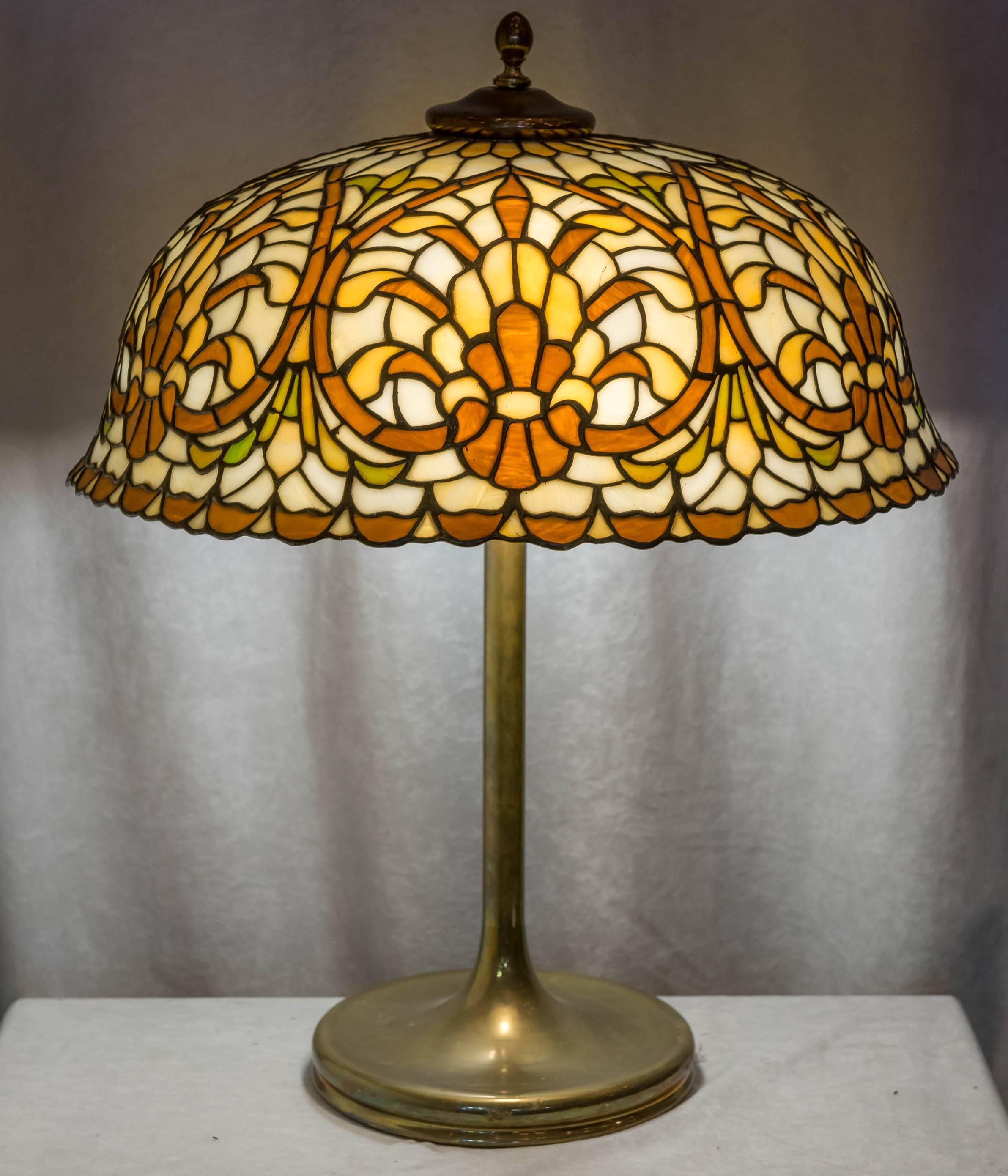 Arts and Crafts Leaded Glass Table Lamp by Lamb Bros., circa 1915