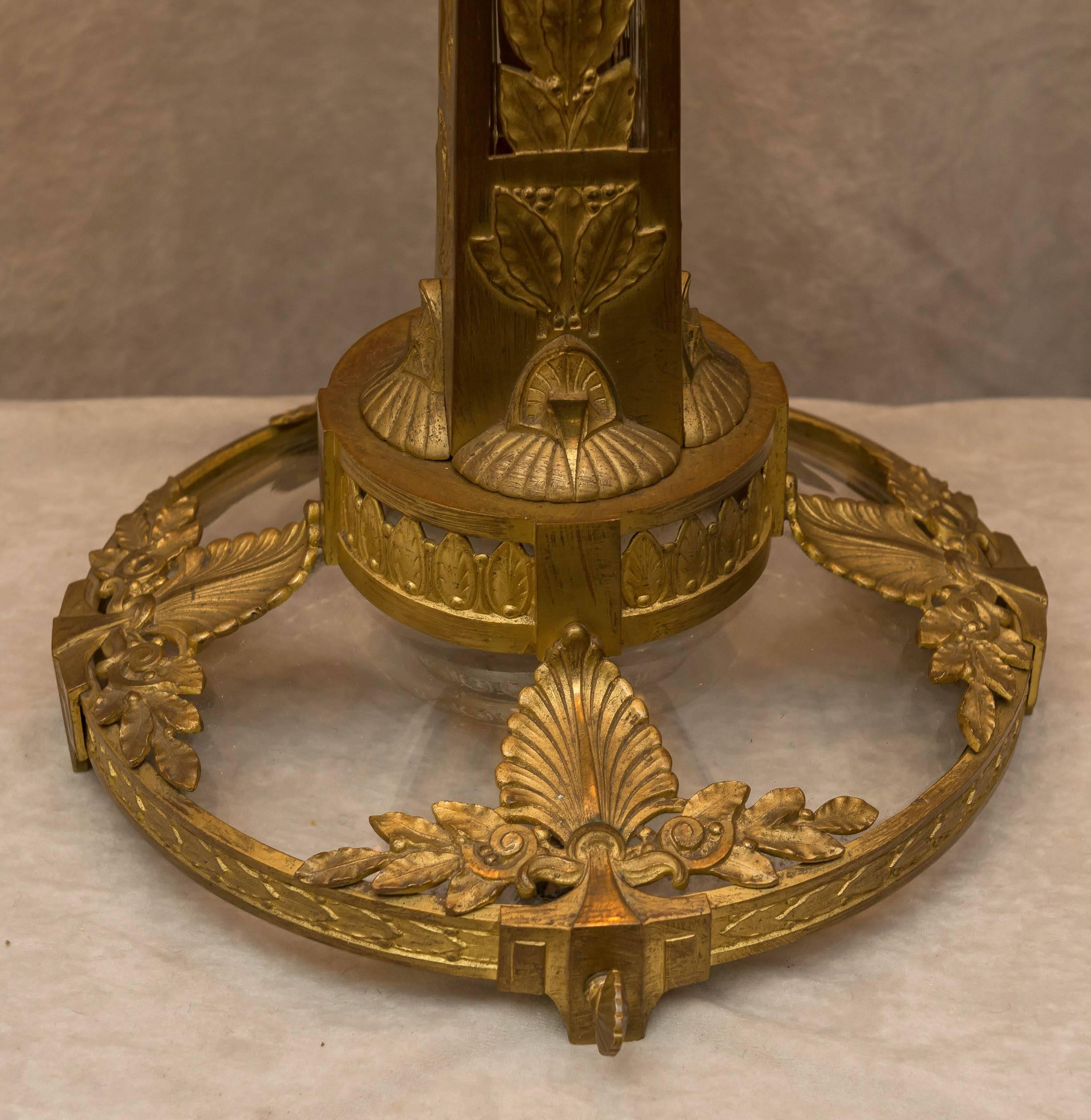 Monumental Austrian Gilt Bronze and Jeweled Table Lamp In Excellent Condition In Petaluma, CA