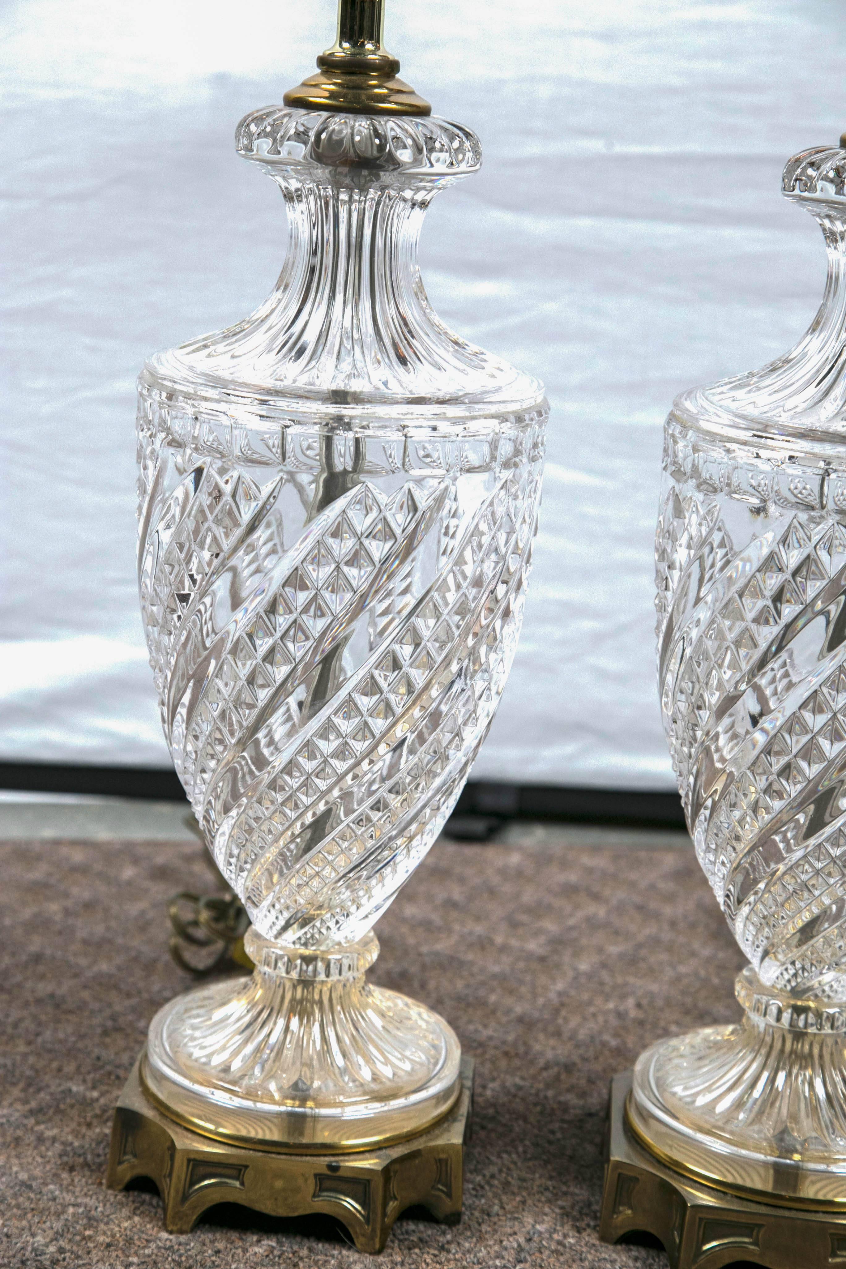 Lovely pair of baccarat crystal lamps great size.
