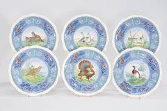 Set of 12 Copeland Spode Game Bird Dinner Plates with White Borders