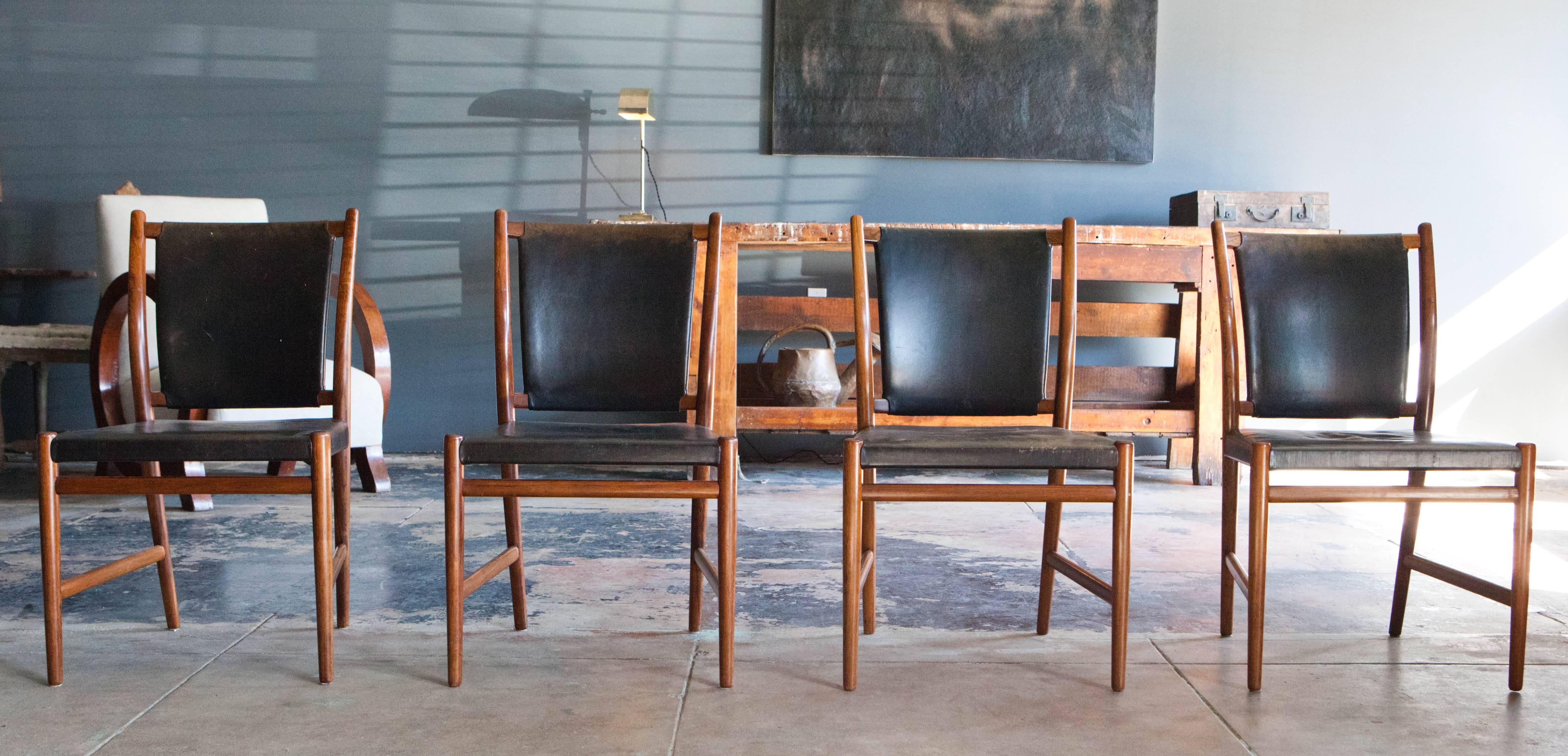 Leather Set of 12 Jacob Kjaer Dining Chairs, Denmark, 1956