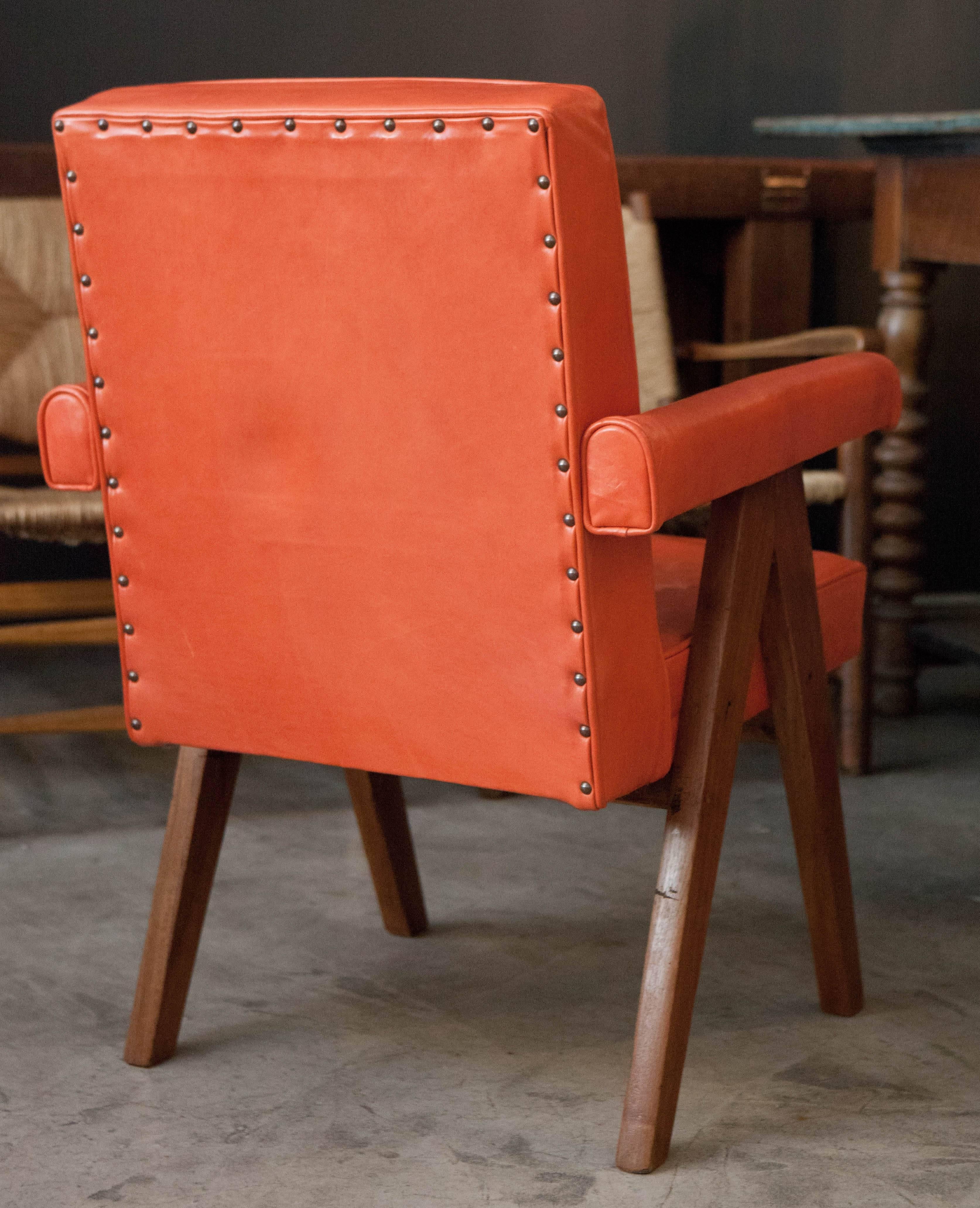 French Le Corbusier and Pierre Jeanneret Committee Armchair, France / India, 1953