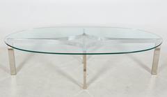 Chrome and Glass Sculptural Oval Coffee Table