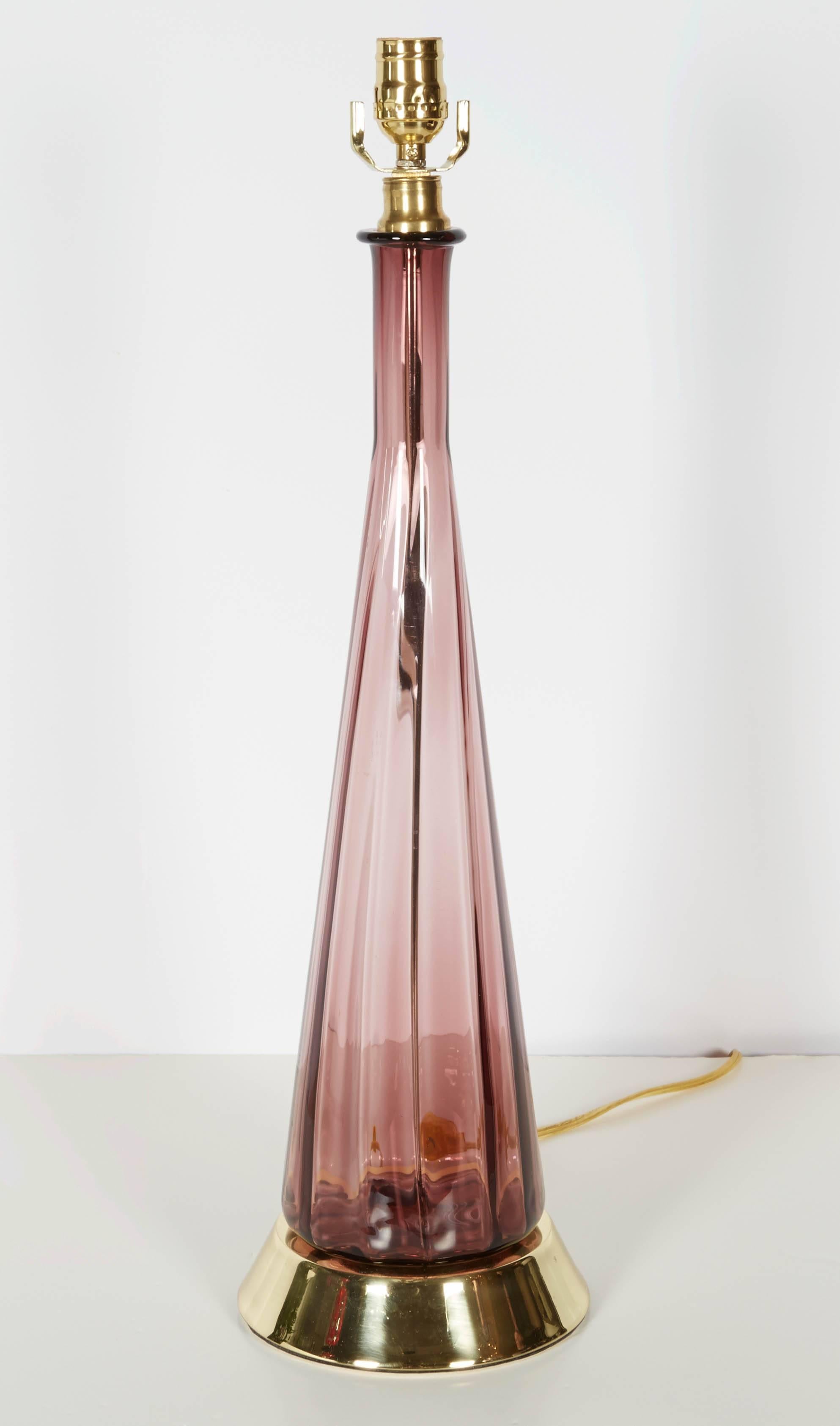 Italian Pair of Stylish Empoli Art Glass Lamps