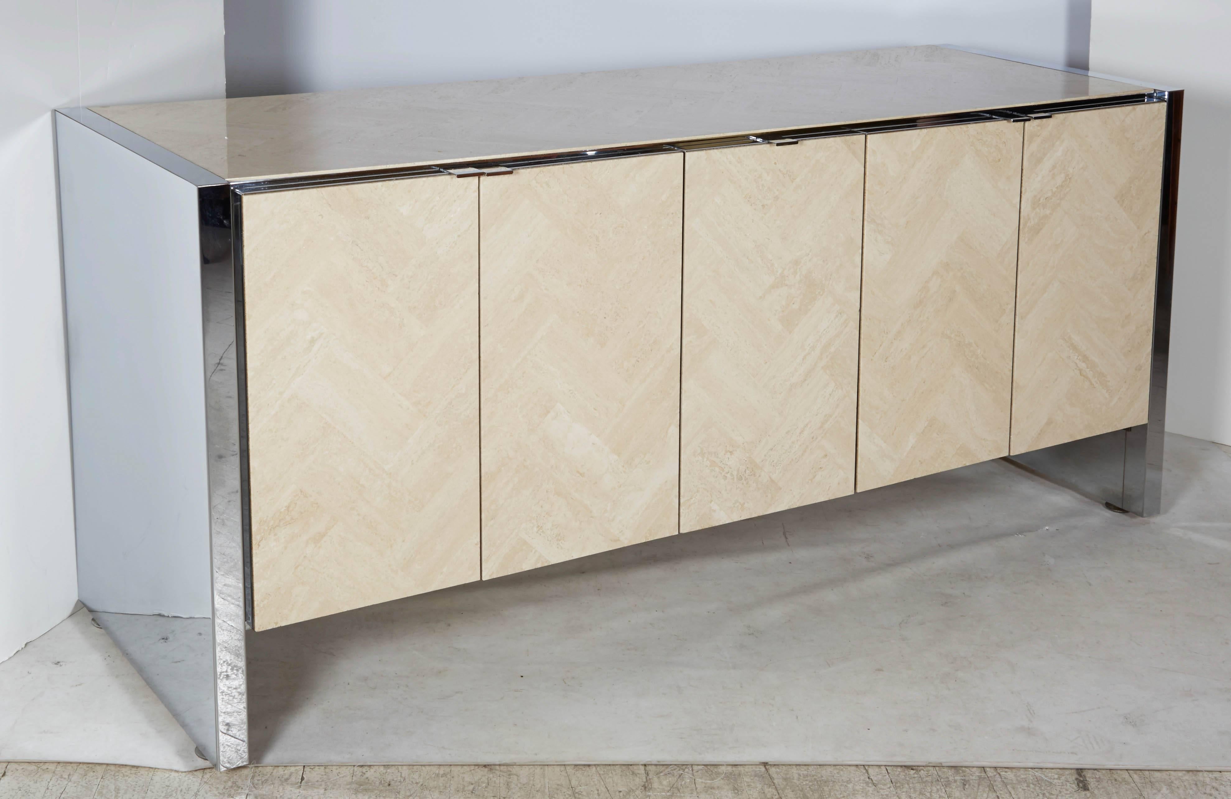 American Ello Credenza Finished in Carrara Marble For Sale
