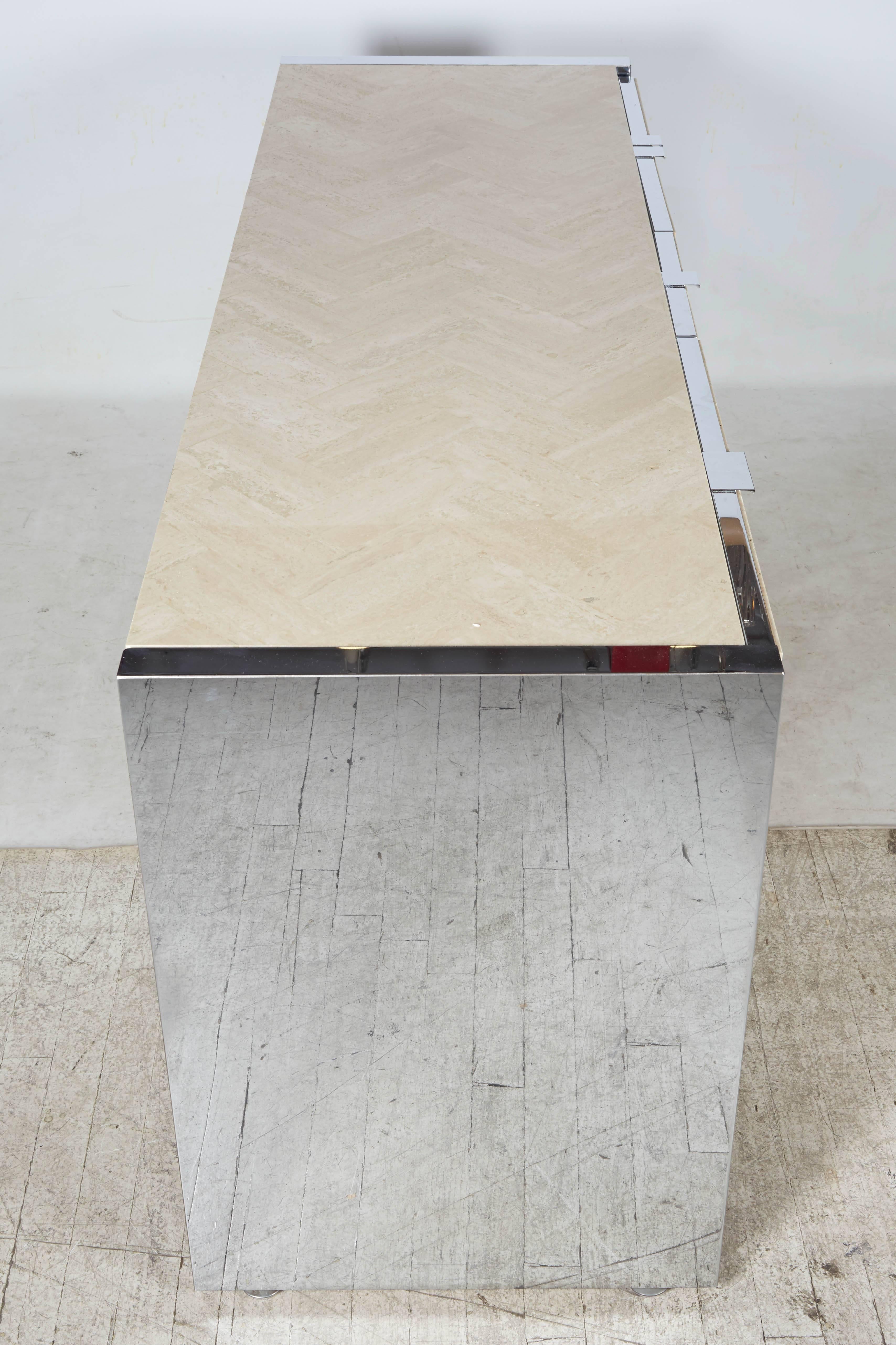 Ello Credenza Finished in Carrara Marble In Good Condition For Sale In New York, NY