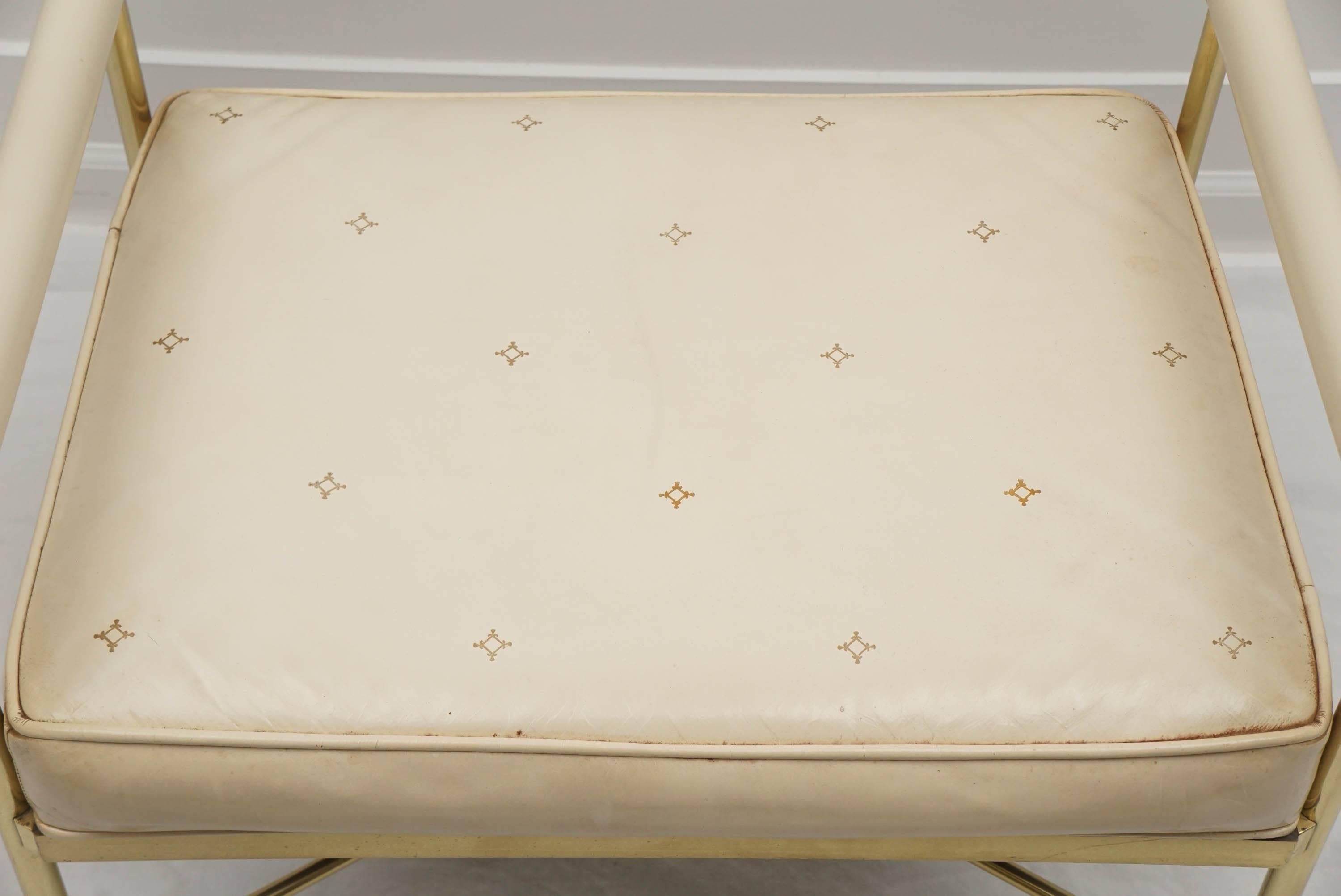 Midcentury Hollywood Regency Glam Brass Bench In Excellent Condition For Sale In Canaan, CT