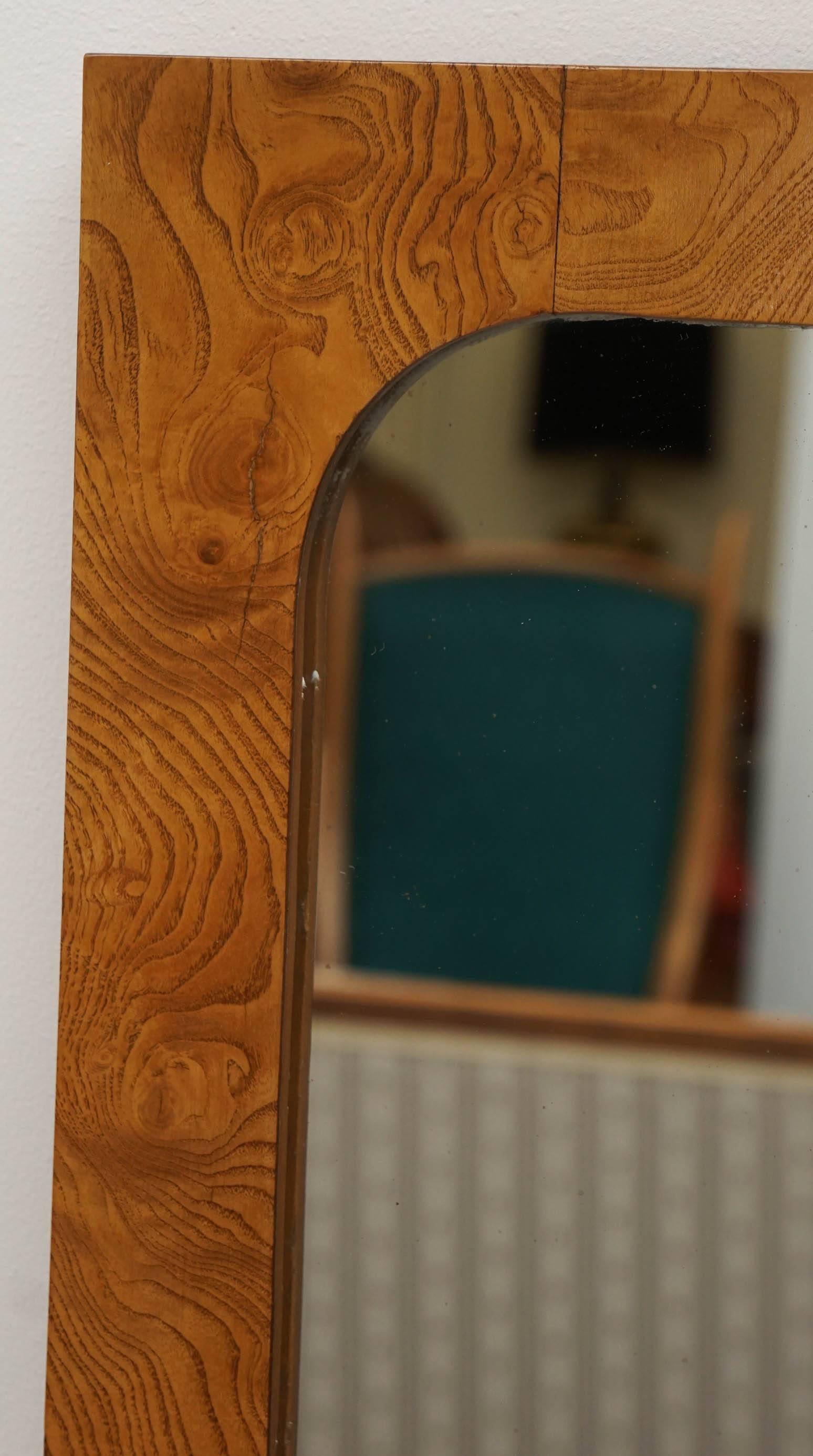 Mid-Century Modern Milo Baughman Burl Wood Mirror