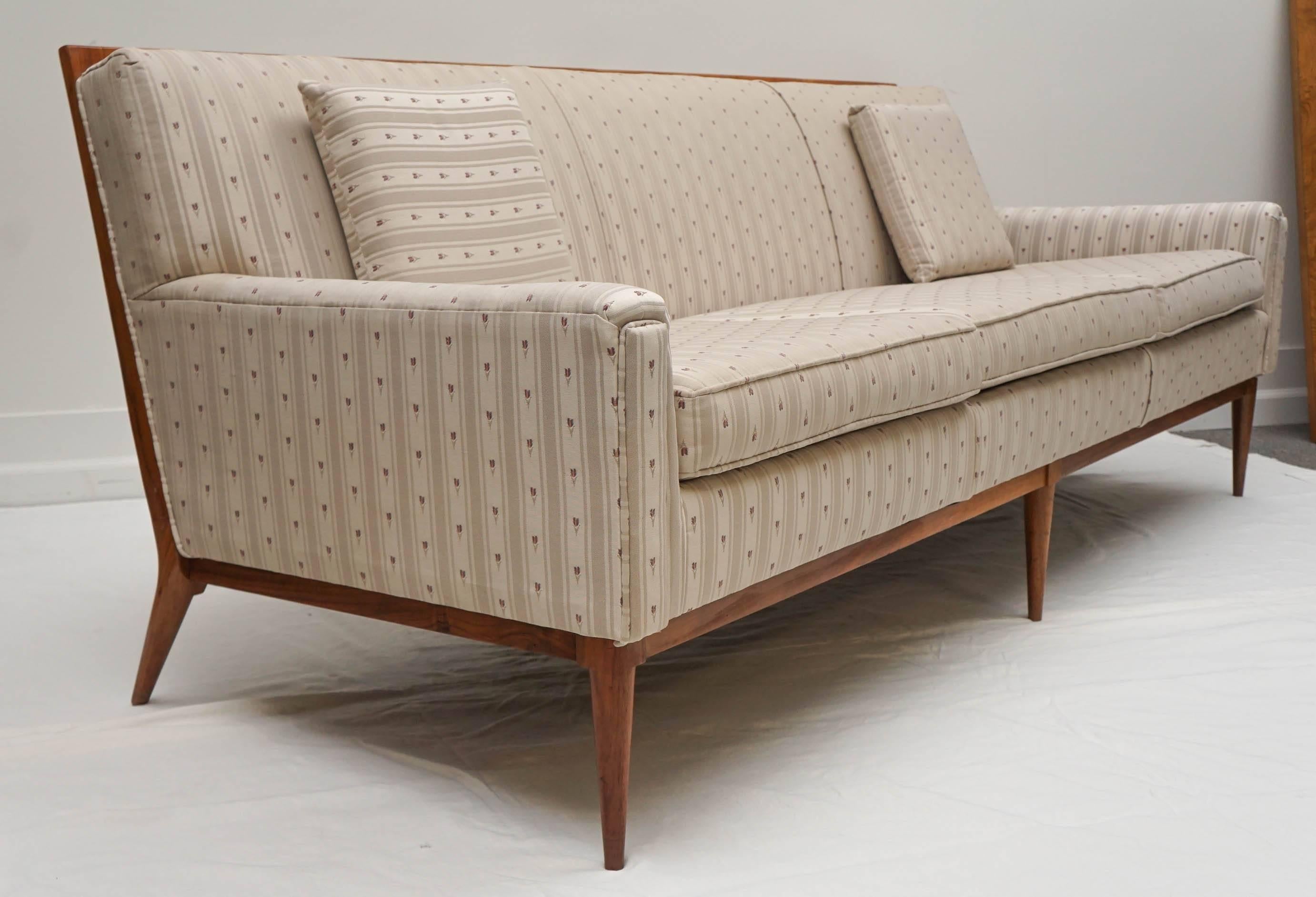 American 1950s Midcentury Paul Mccobb Wood Trim Sofa For Sale