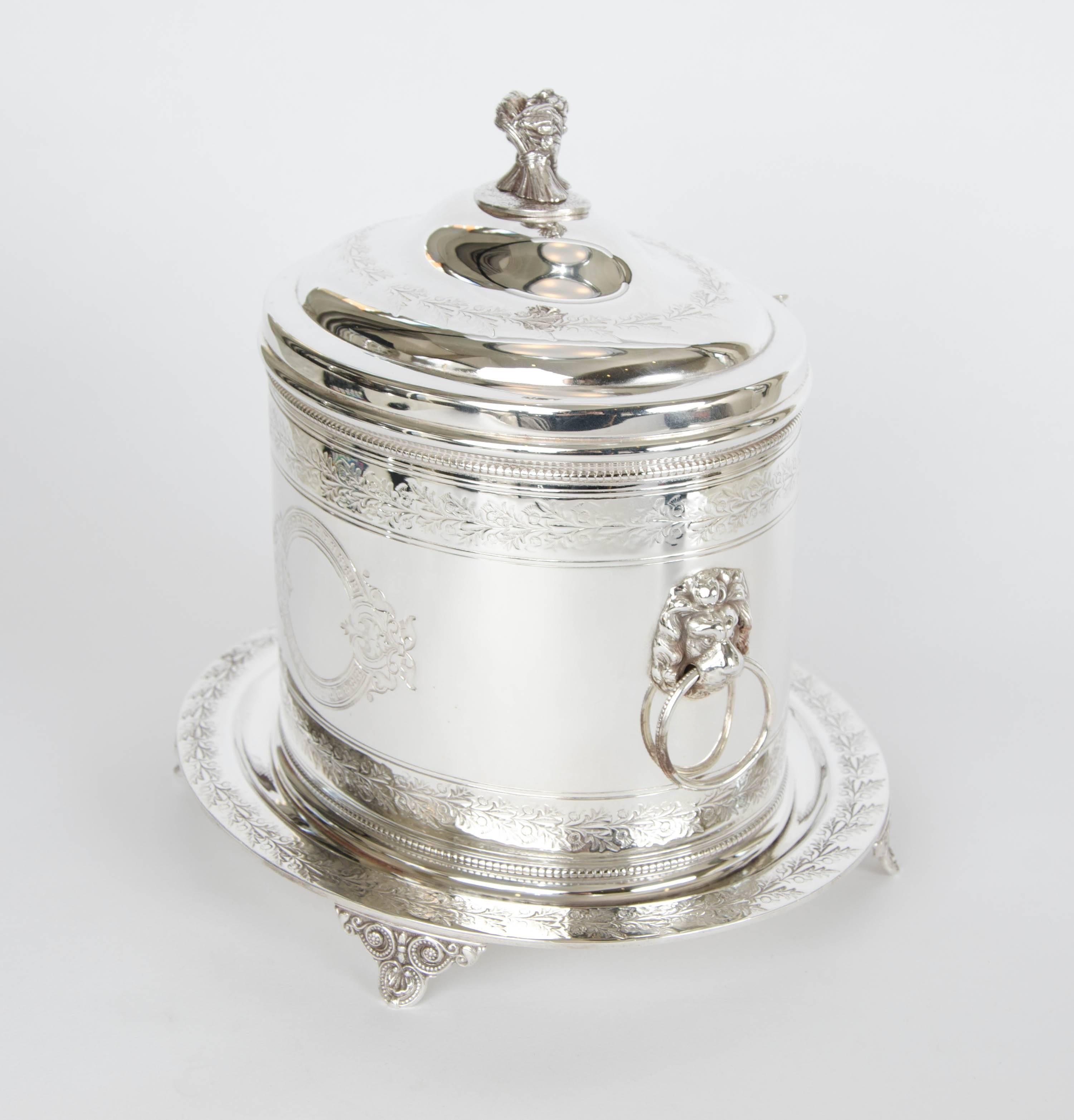 Late 19th Century Silver Plate Biscuit Box C.1880