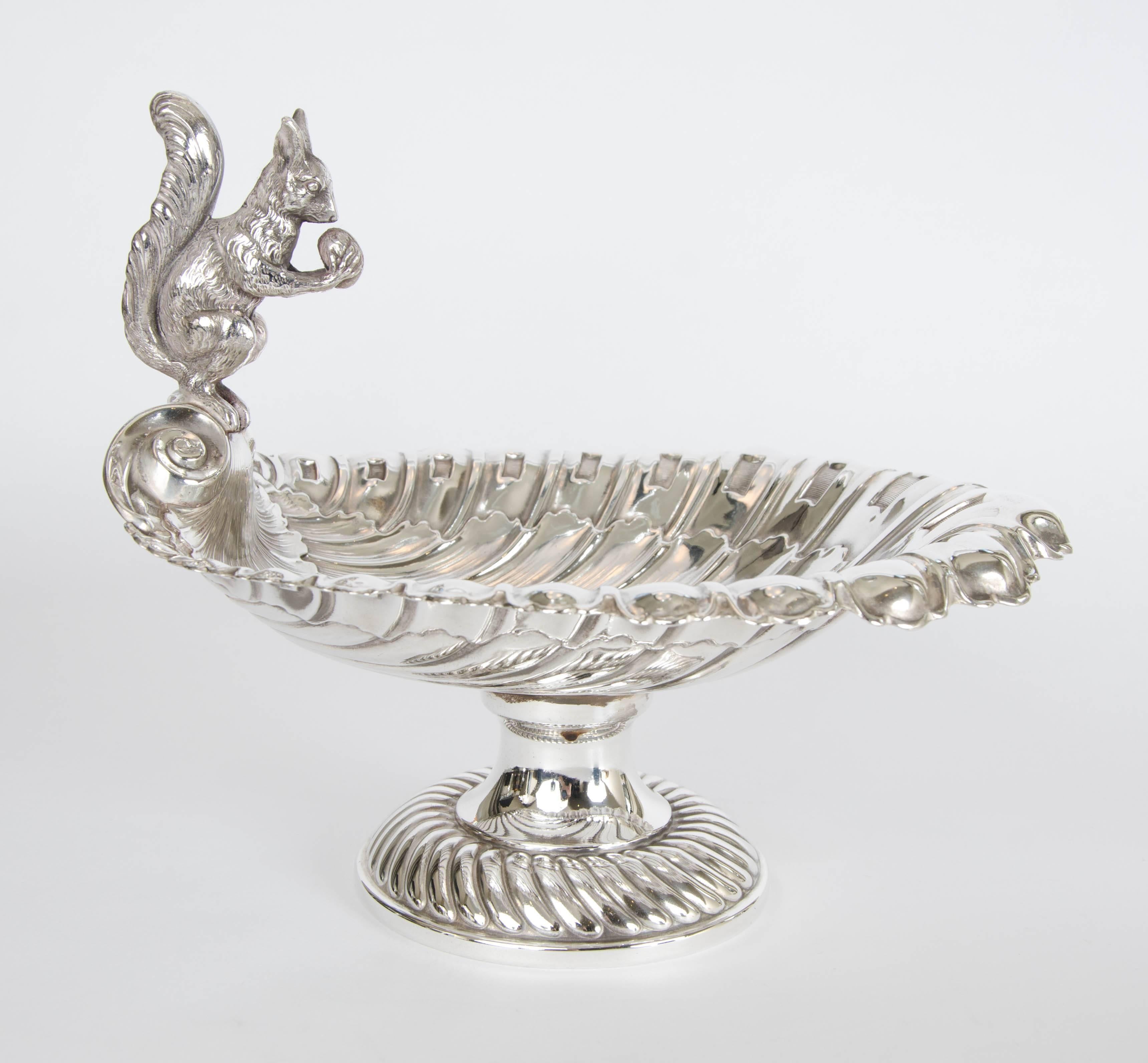 Plated Silver Plate Squirrel Serving Dish C.1890 For Sale