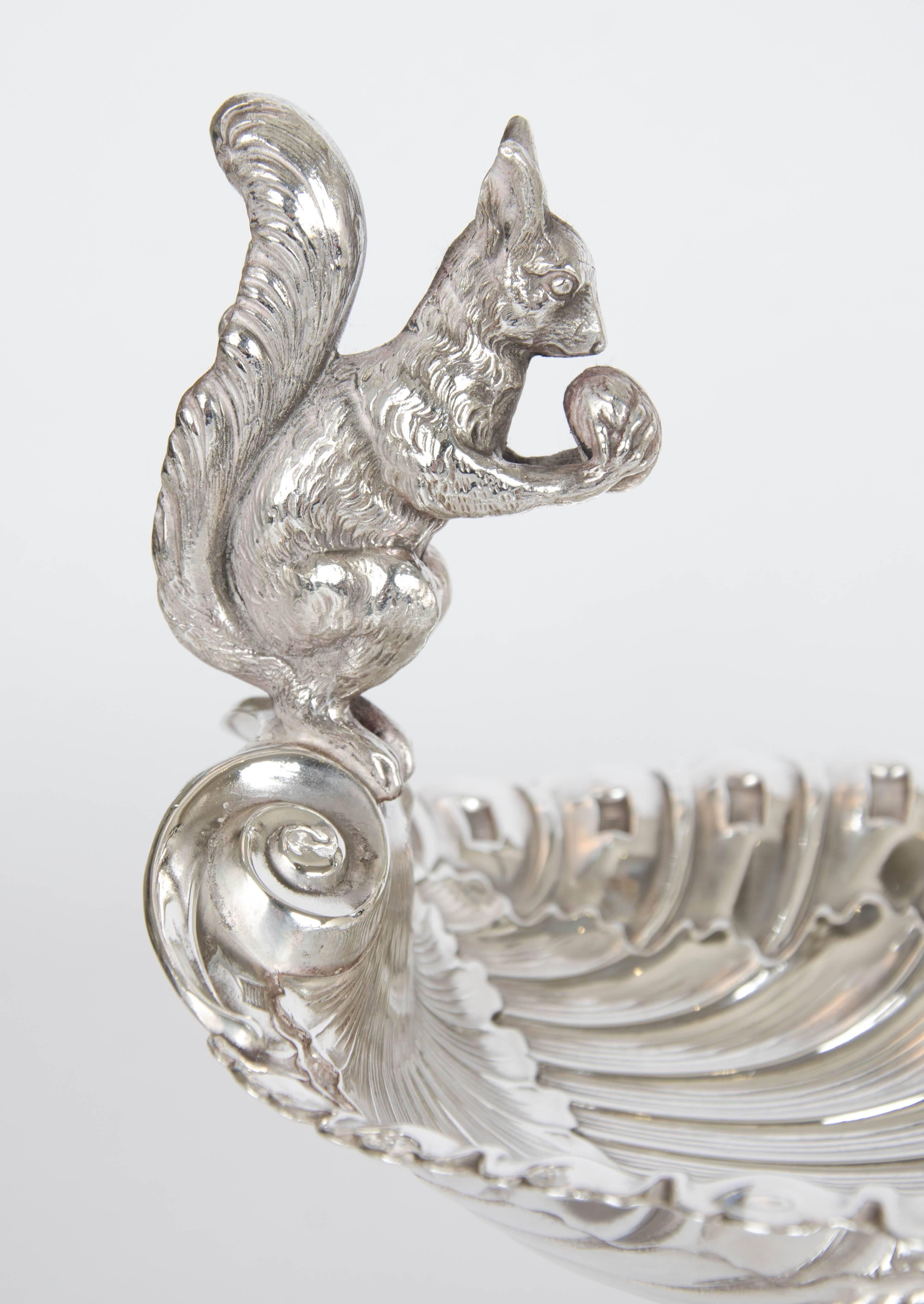 Late 19th Century Silver Plate Squirrel Serving Dish C.1890 For Sale